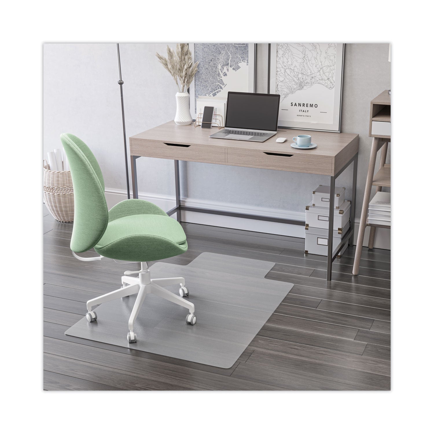deflecto® EconoMat All Day Use Chair Mat for Hard Floors, Flat Packed, 46 x 60, Lipped, Clear
