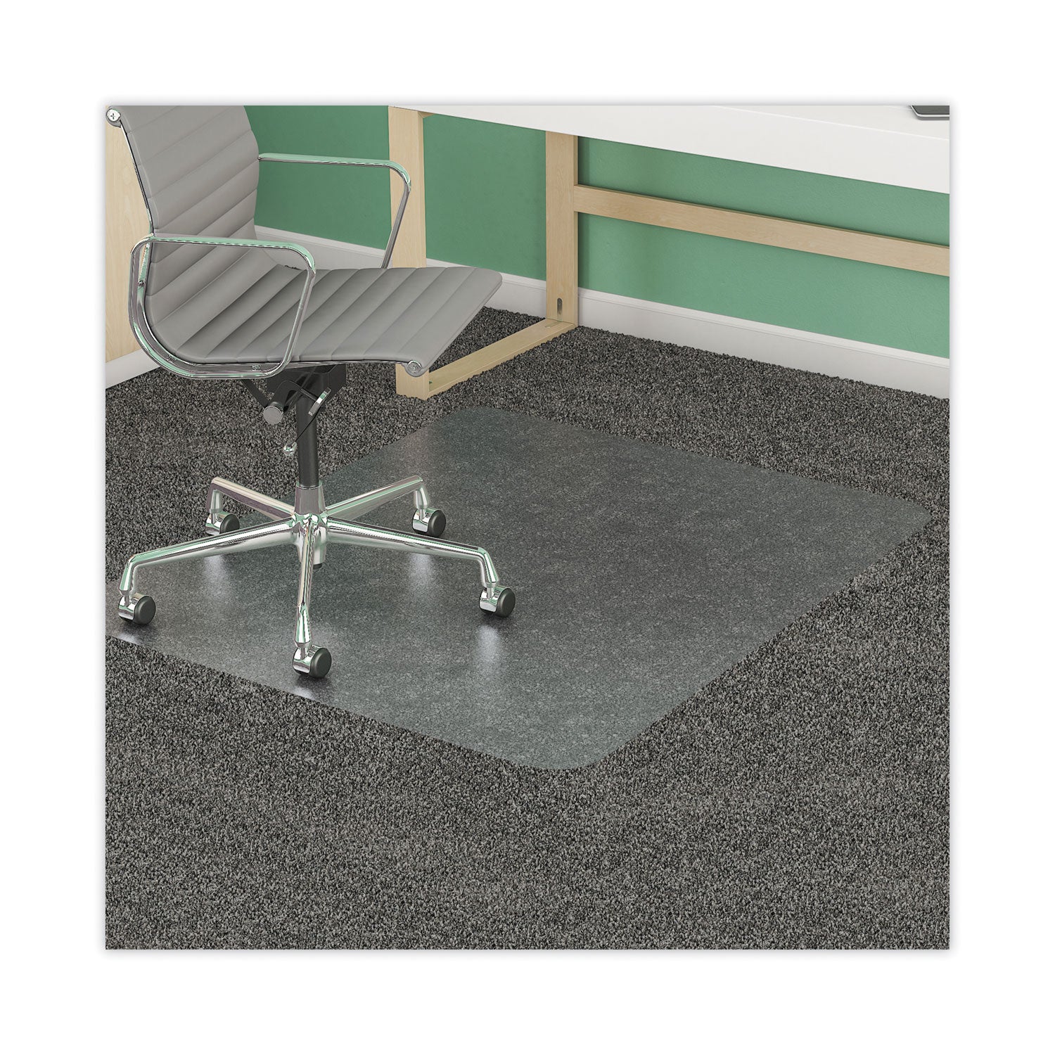 deflecto® Supermat Frequent Use Chair Mat, Med Pile Carpet, Roll, 45 X 53, Rectangular, Clear