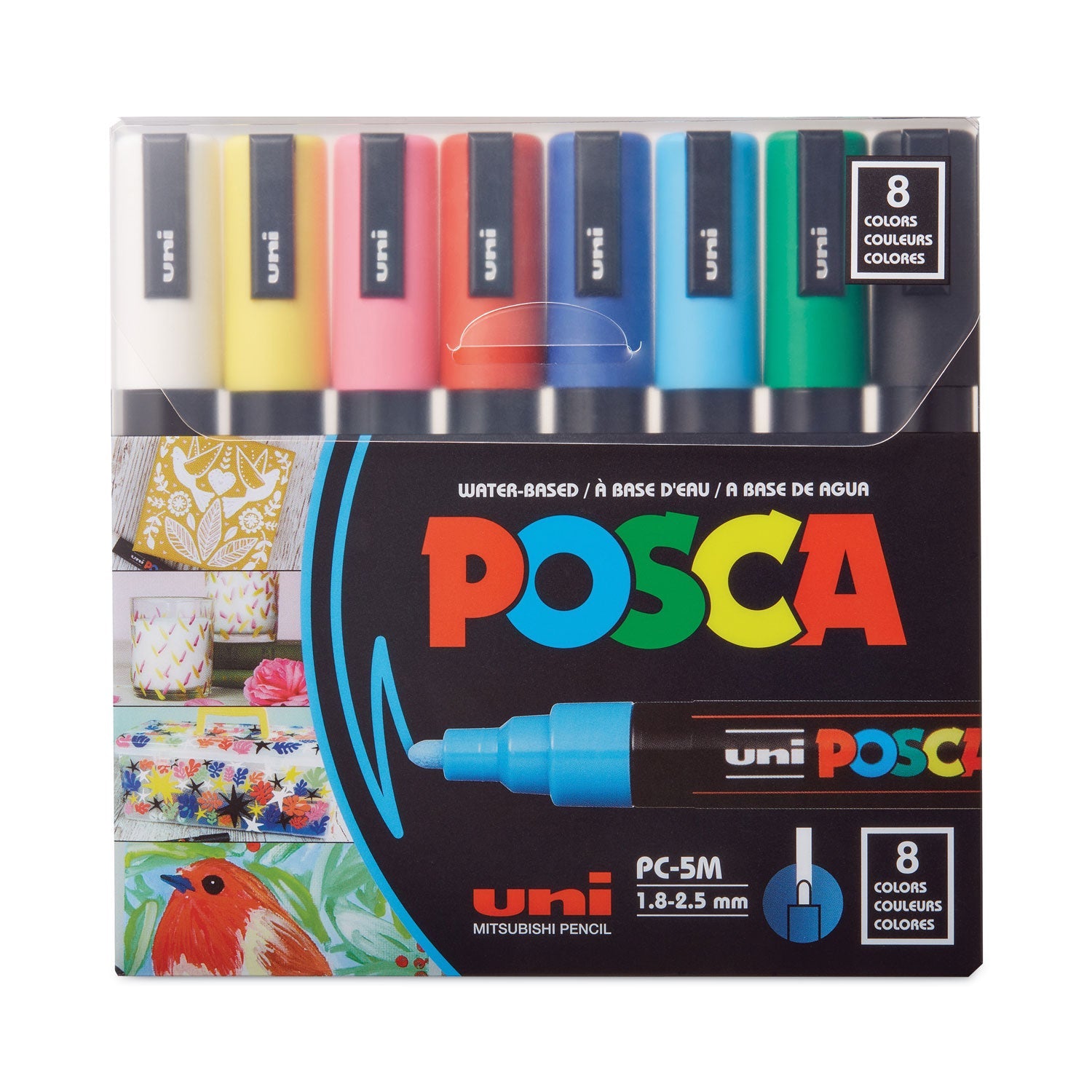 POSCA™ Water-Based Paint Markers, Medium Bullet Tip, Assorted Colors, 8/Pack