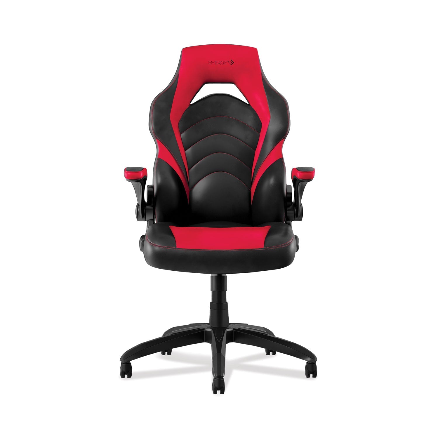 Emerge™ Vortex Bonded Leather Gaming Chair, Supports Up to 301 lbs, 17.9" to 21.6" Seat Height, Red/Black Back, Black Base