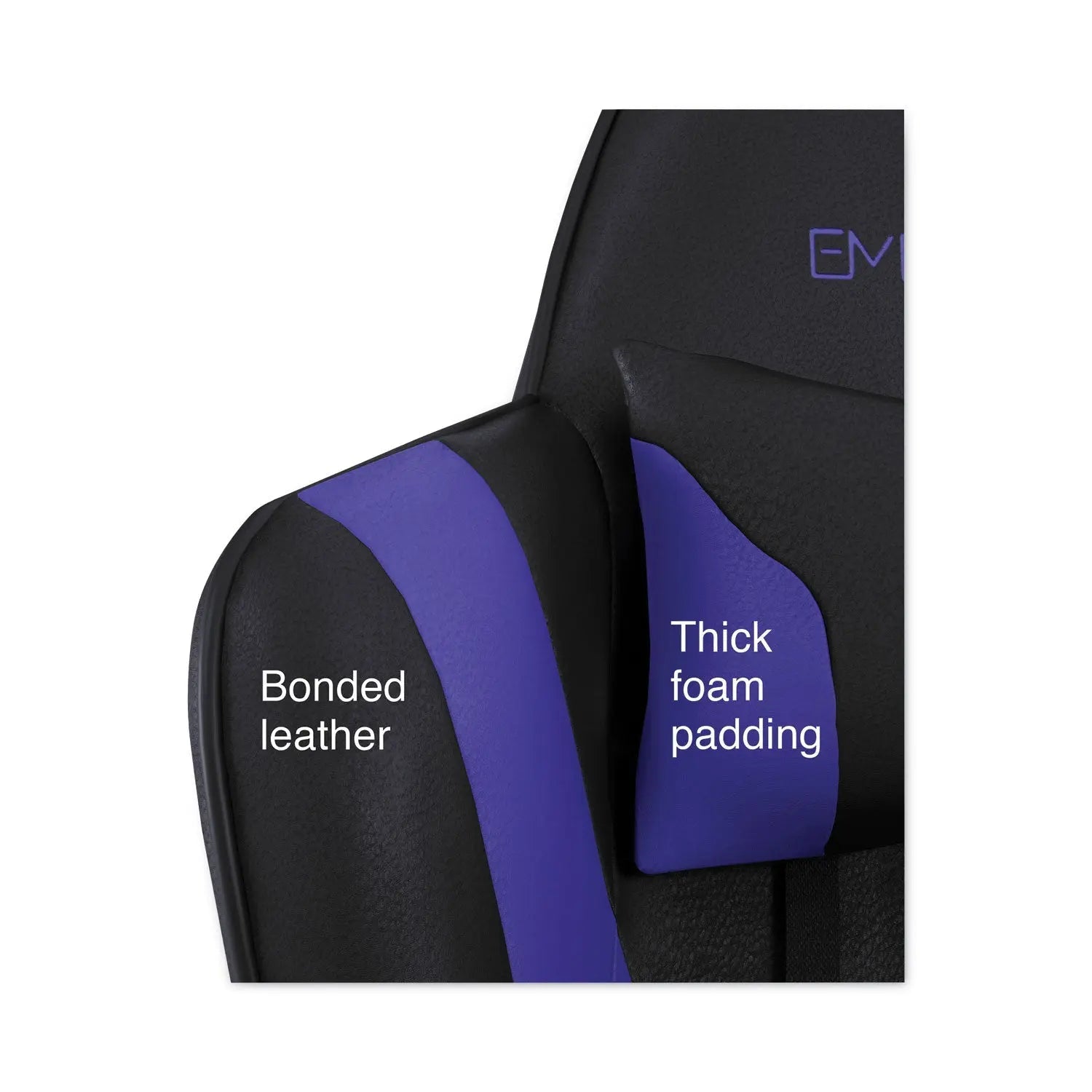 Emerge™ Vartan Bonded Leather Gaming Chair, Supports Up to 275 lbs, Blue/Black Seat, Blue/Black Back, Black Base