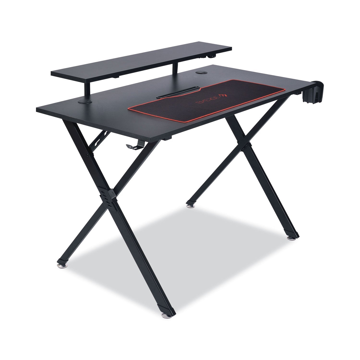 Emerge™ Vizon Gaming Desk with Raised Monitor Platform and Six-Color LED Lighting Strip, 47.2" x 26.6" x 35", Black