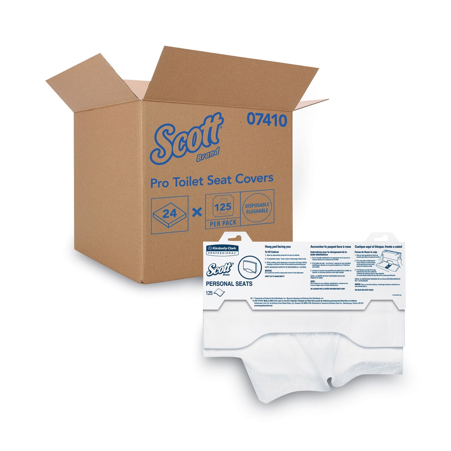 Scott® Personal Seats Sanitary Toilet Seat Covers, 15 X 18, White, 125/pack, 24 Packs/carton