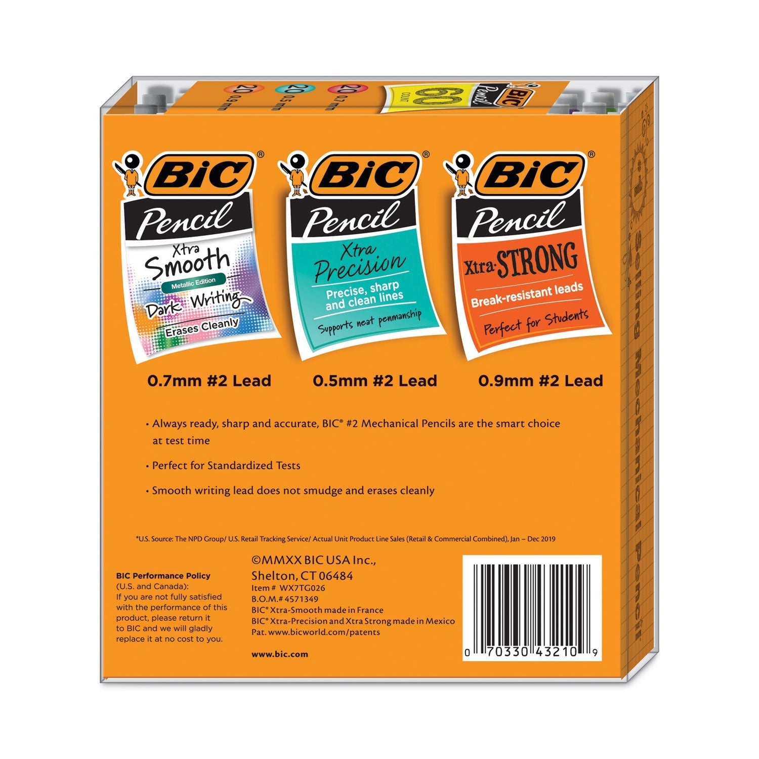 BIC® Mechanical Pencil Variety Pack, Assorted Graphite Diameters, HB (#2), Black Lead, Assorted Barrel Colors, 60/Pack