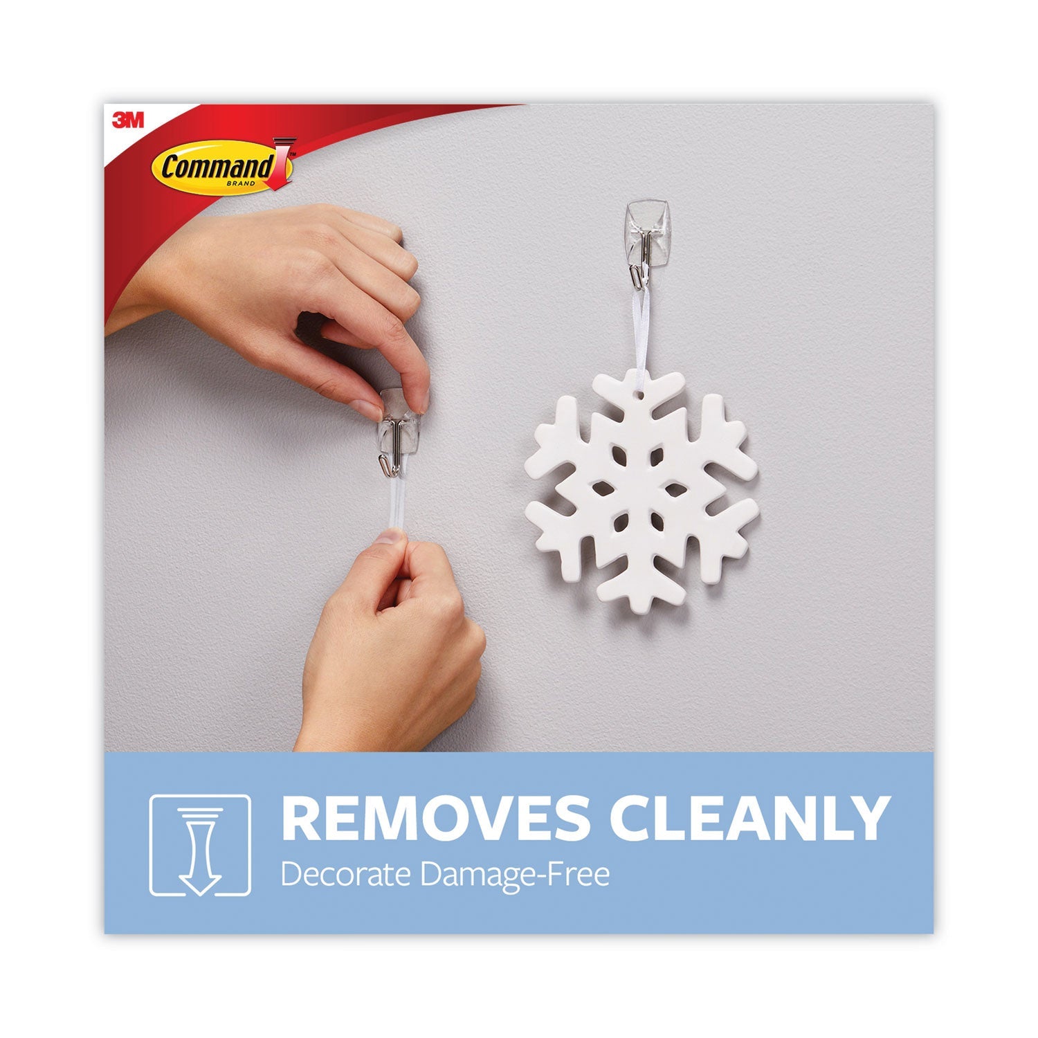 Command™ Small Wire Hooks, Small, Plastic/Metal, Clear, 0.5 lb Capacity, Clear, 15 Hooks and 20 Strips/Pack