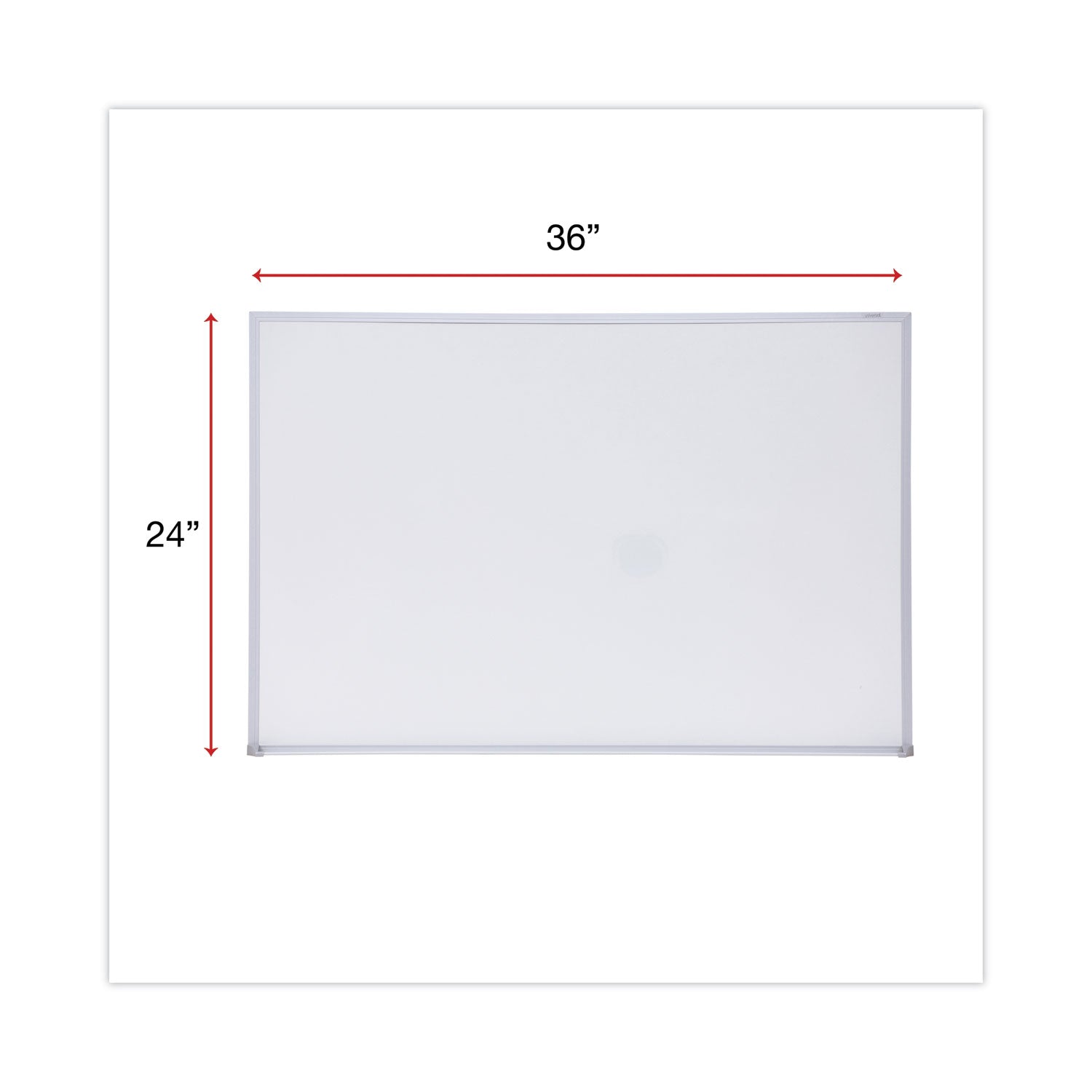 Universal® Melamine Dry Erase Board with Aluminum Frame, 36" x 24", White Surface, Anodized Aluminum Frame