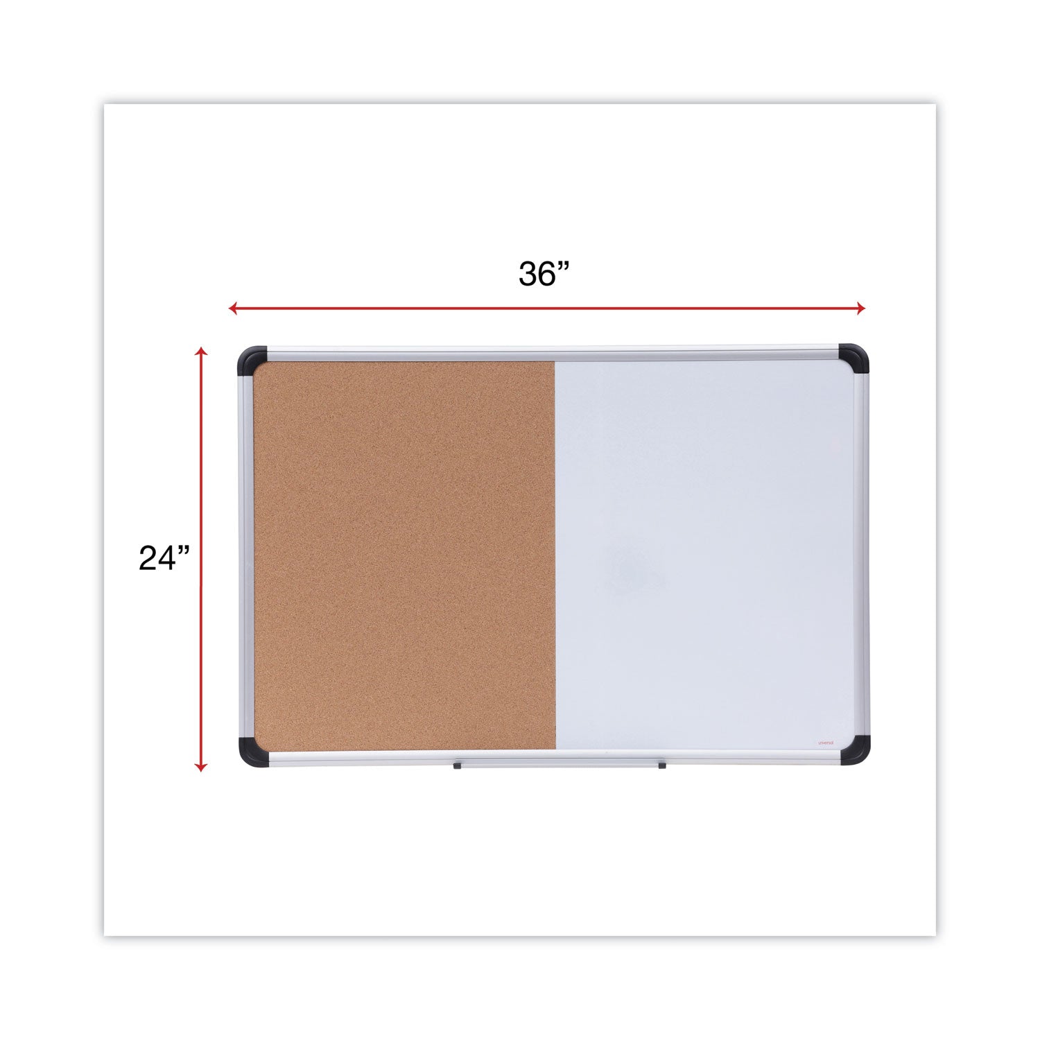 Universal® Combination Dry Erase/Bulletin Board, 36" x 24", Tan/White Surface, Black/Satin Aluminum Frame - Bloom Skins