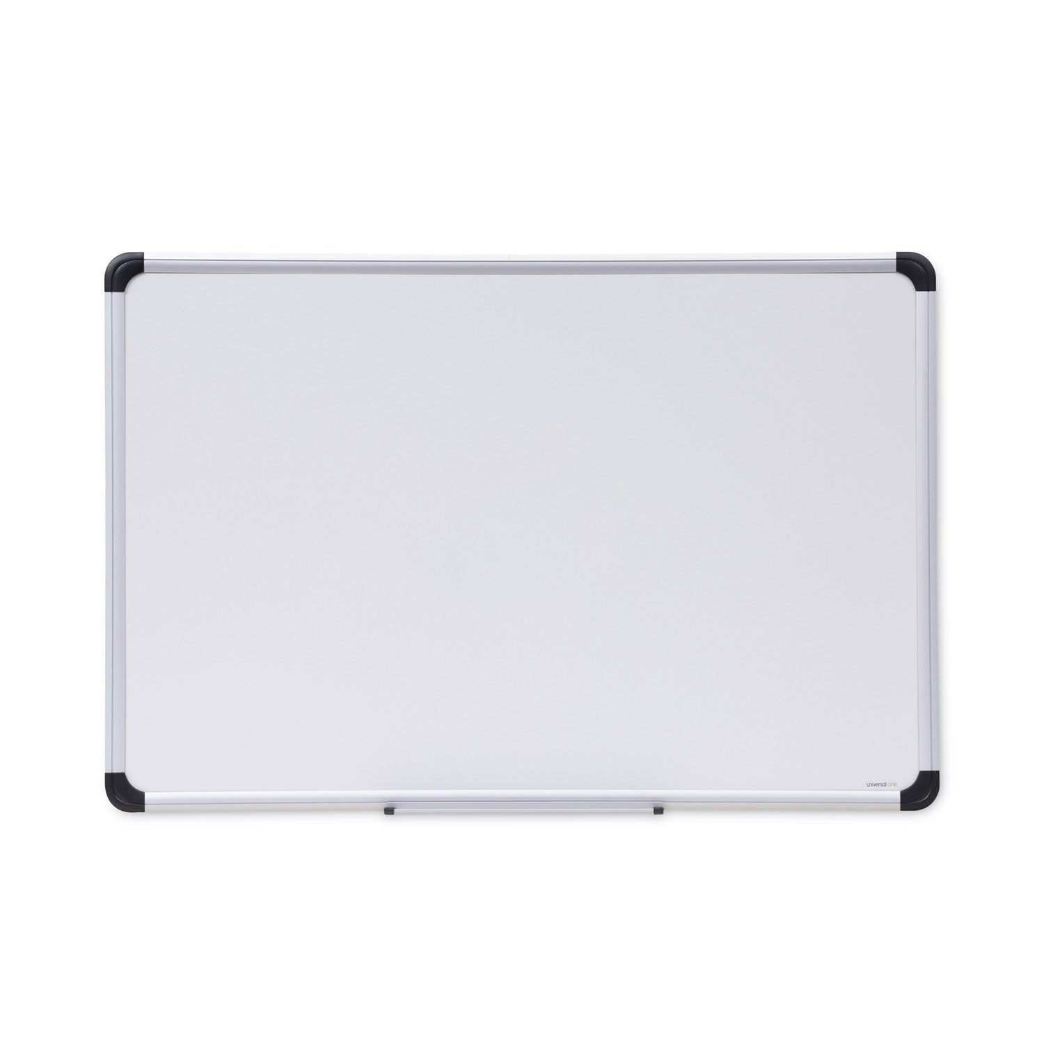 Universal® Deluxe Porcelain Magnetic Dry Erase Board, 36" x 24", White Surface, Silver/Black Aluminum Frame