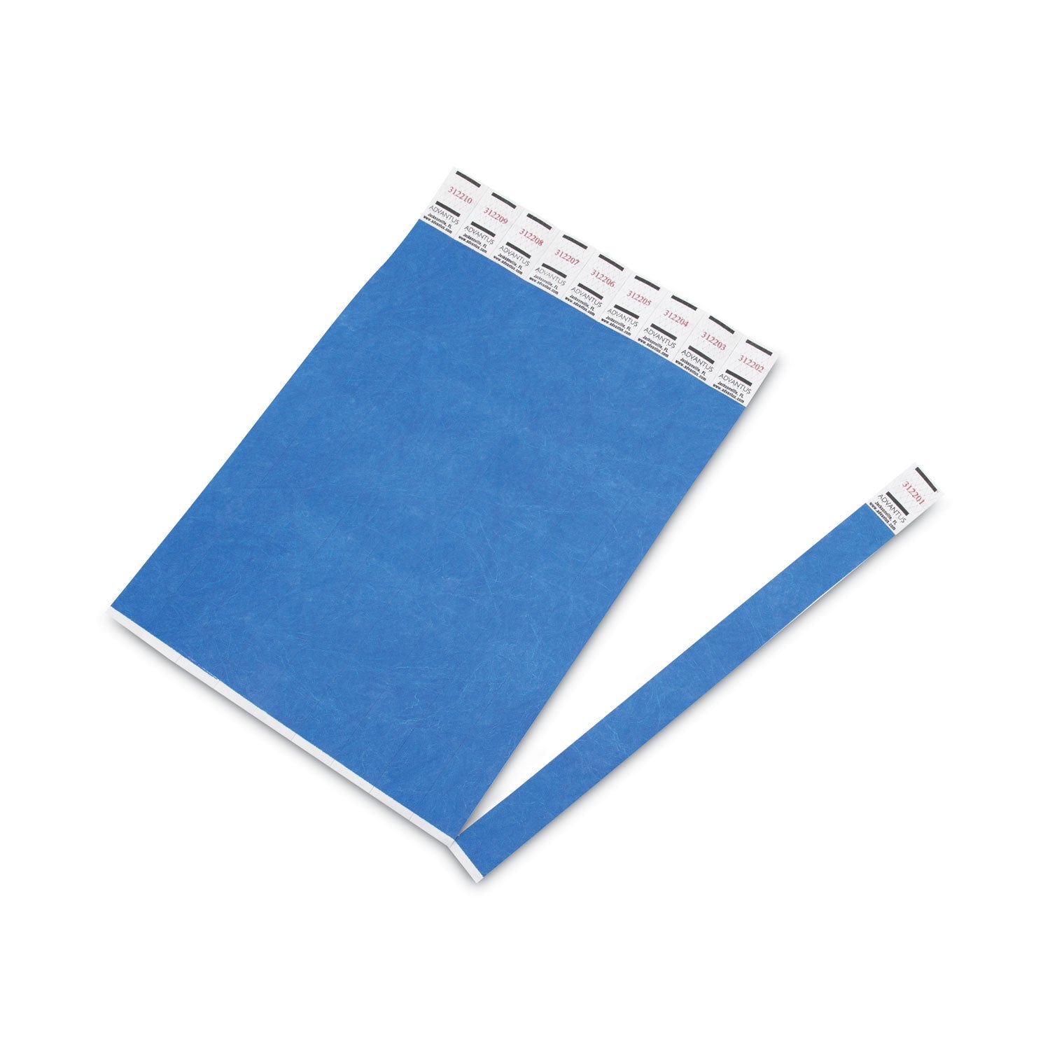 Advantus Crowd Management Wristbands, Sequentially Numbered, 10" x 0.75", Blue, 100/Pack
