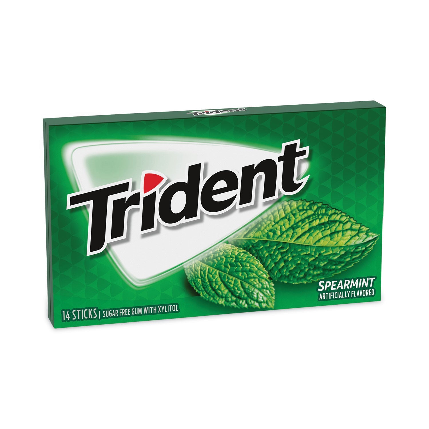 Trident® Sugar-Free Gum, Spearmint, 14 Pieces/Pack, 12 Packs/Carton