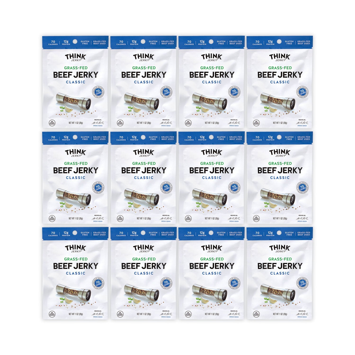 Think Jerky® Classic Beef Jerky, 1 oz Pouch, 12/Pack