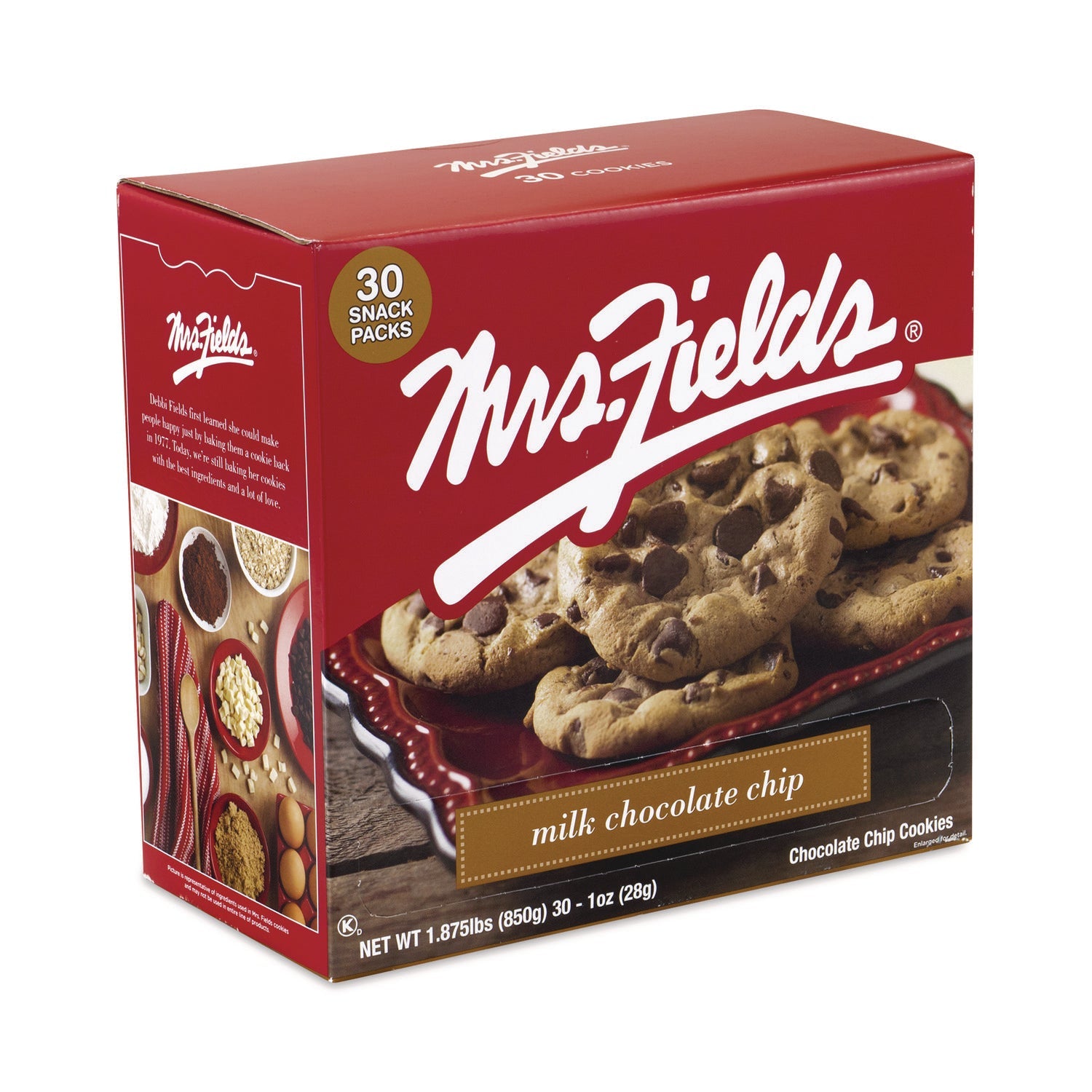 Mrs. Fields® Milk Chocolate Chip Cookies, 1 oz, Indidually Wrapped Pack, 30/Carton - Bloom Skins