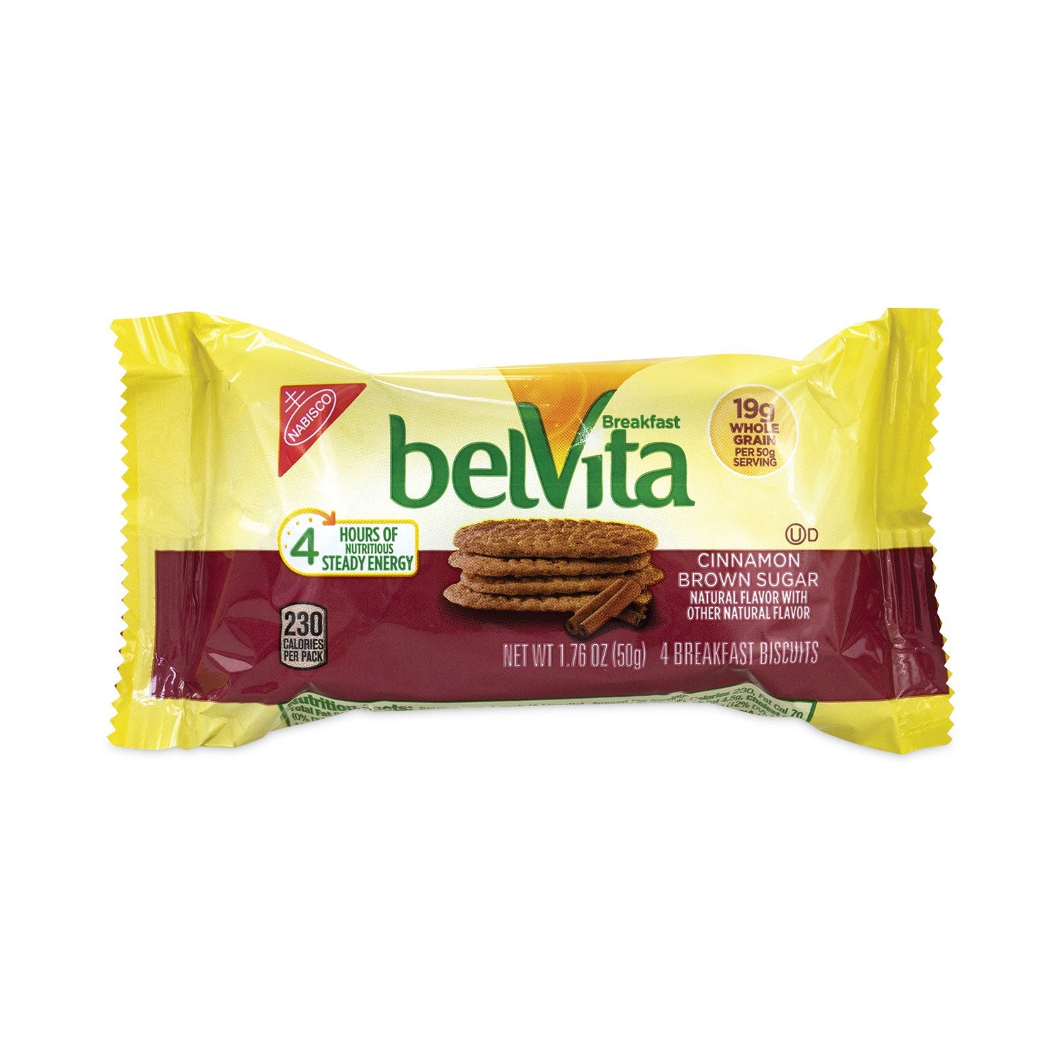 Nabisco® belVita Breakfast Biscuits, Cinnamon Brown Sugar, 1.76 oz Pack, 25 Packs/Carton