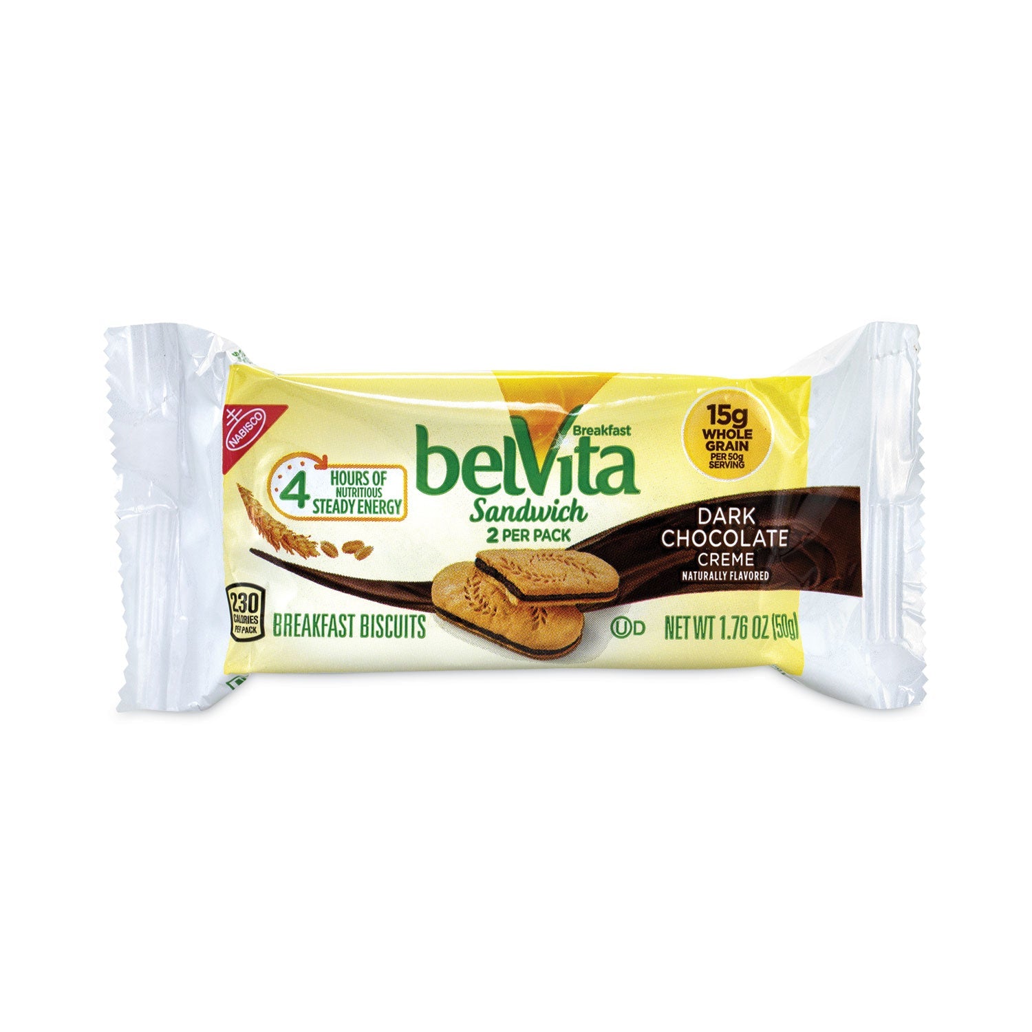 Nabisco® belVita Breakfast Biscuits, Dark Chocolate Creme Breakfast Sandwich, 1.76 oz Pack, 25 Packs/Carton