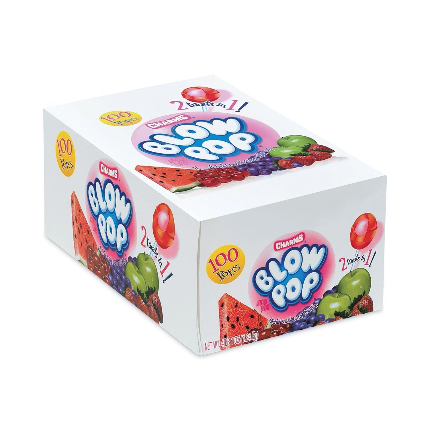 Charms® Blow Pops, Assorted Flavors, 0.64 oz, 100/Carton - Bloom Skins