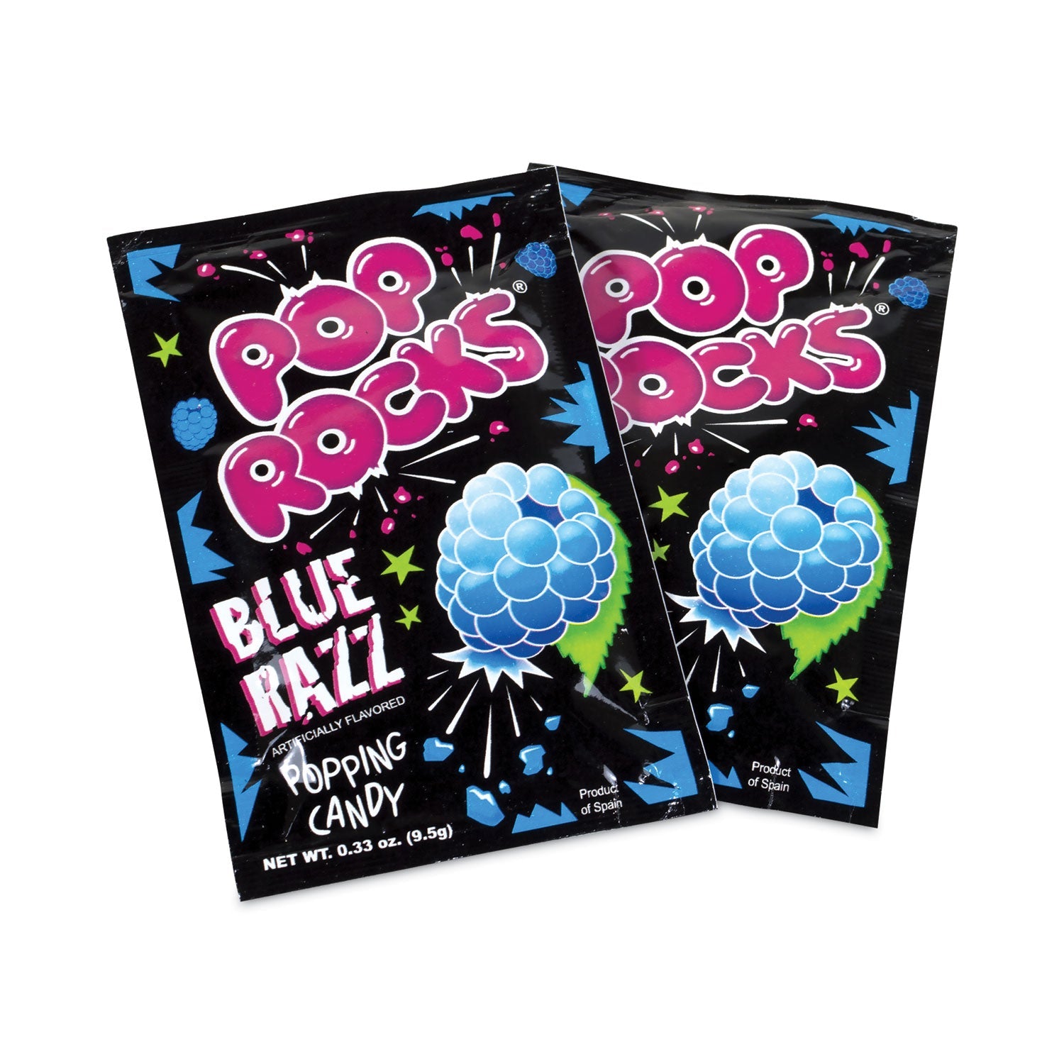 POP ROCKS® Sugar Candy, Blue Raspberry, 0.33 oz Pouches, 24/Carton