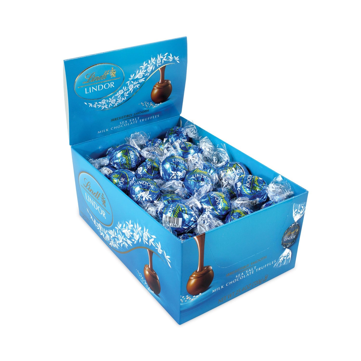 Lindt Lindor Truffles Milk Chocolate Sea Salt, 1.85 lb, 60 Pieces/Carton - Bloom Skins
