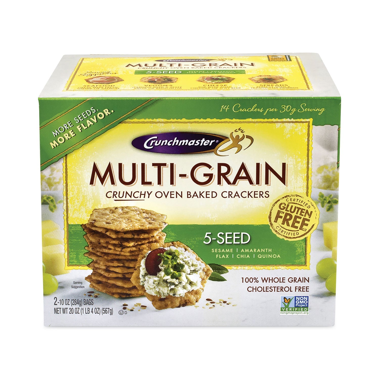 Crunchmaster® 5-Seed Multi-Grain Crunchy Oven Baked Crackers, Whole Wheat, 10 oz Bag, 2 Bags/Box