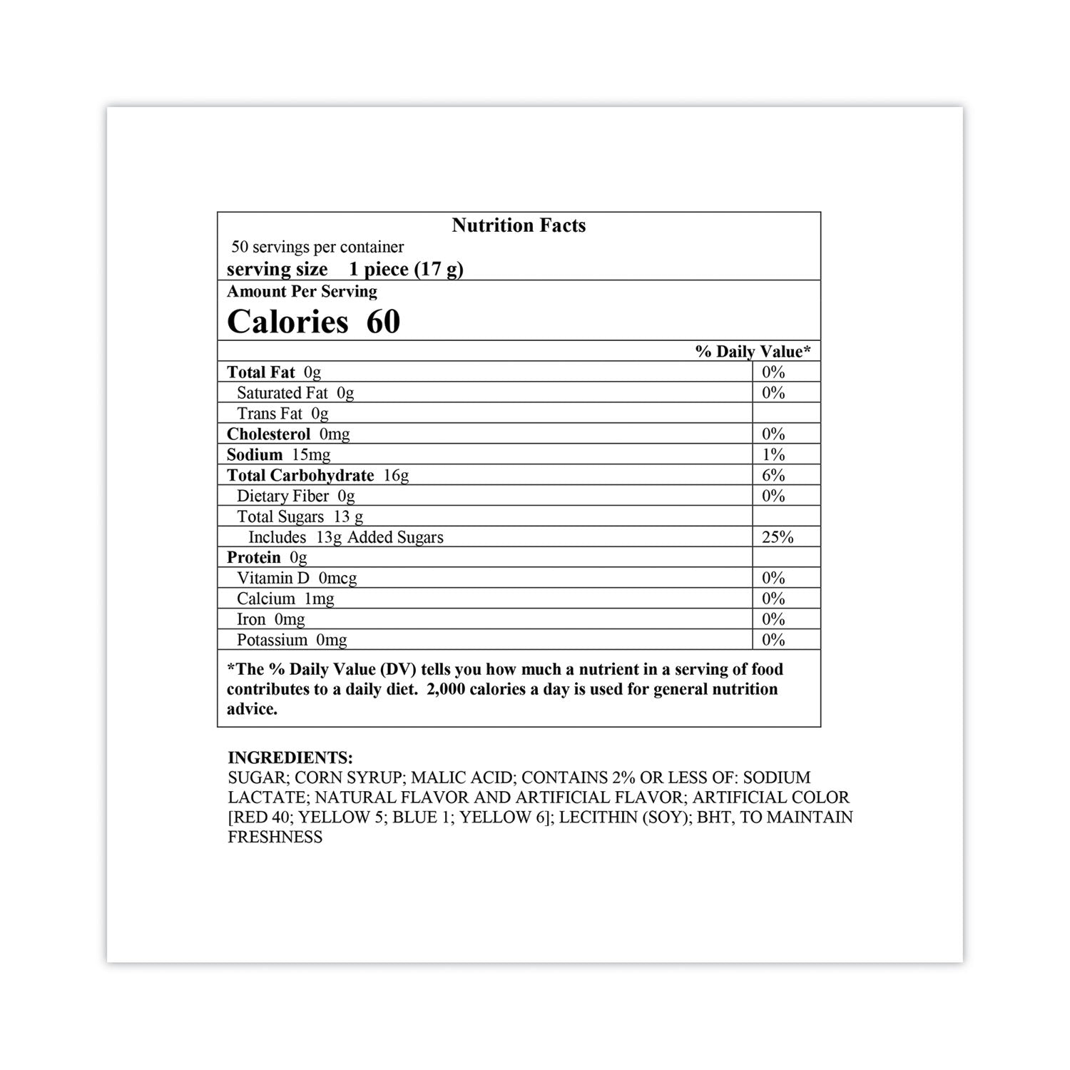 Jolly Rancher® Lollipops Assortment, Assorted Flavors, 0.6 oz, 50/Carton