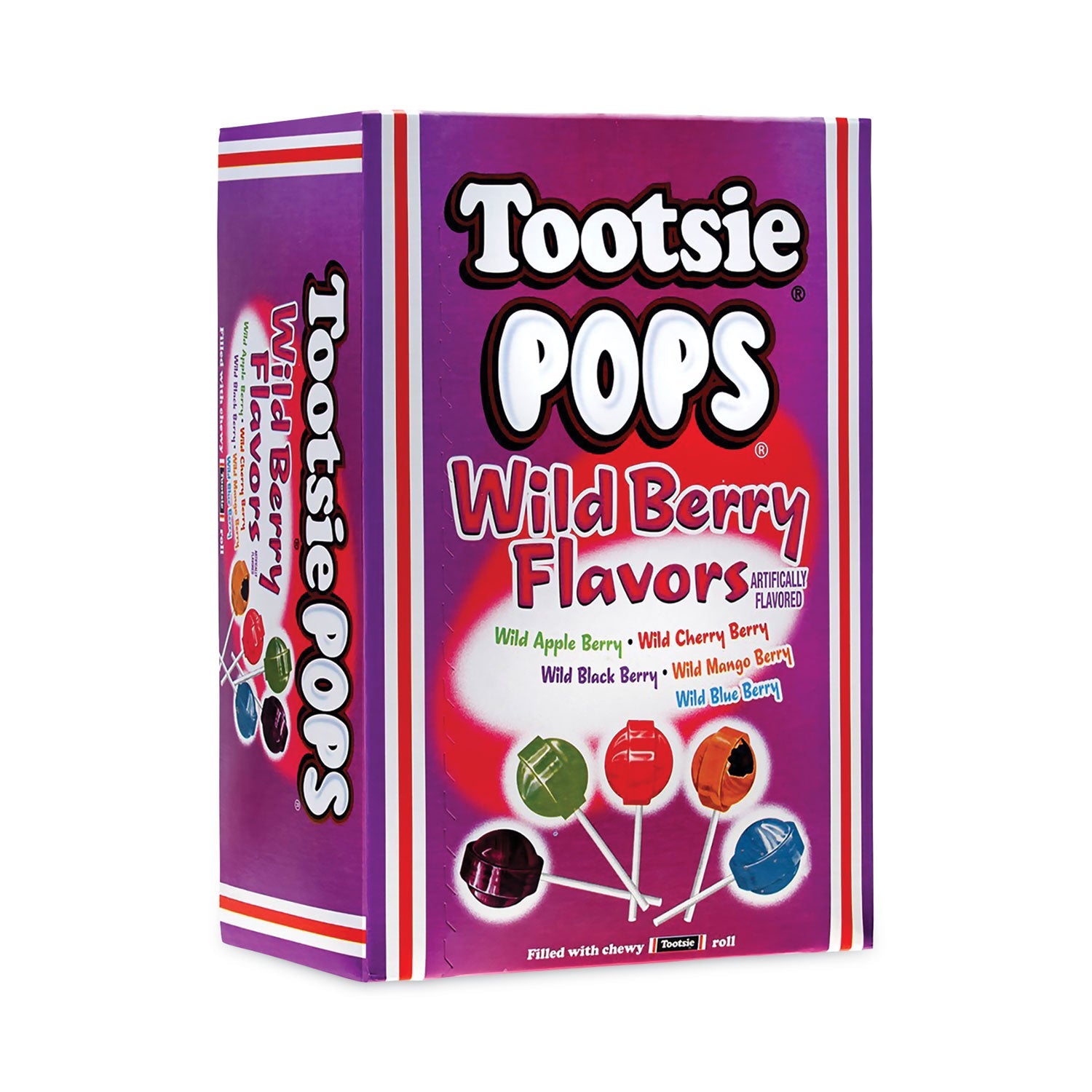 Tootsie Roll® Tootsie Pops, Assorted Wild Berry Flavors, 0.6 oz Lollipops, 100/Box