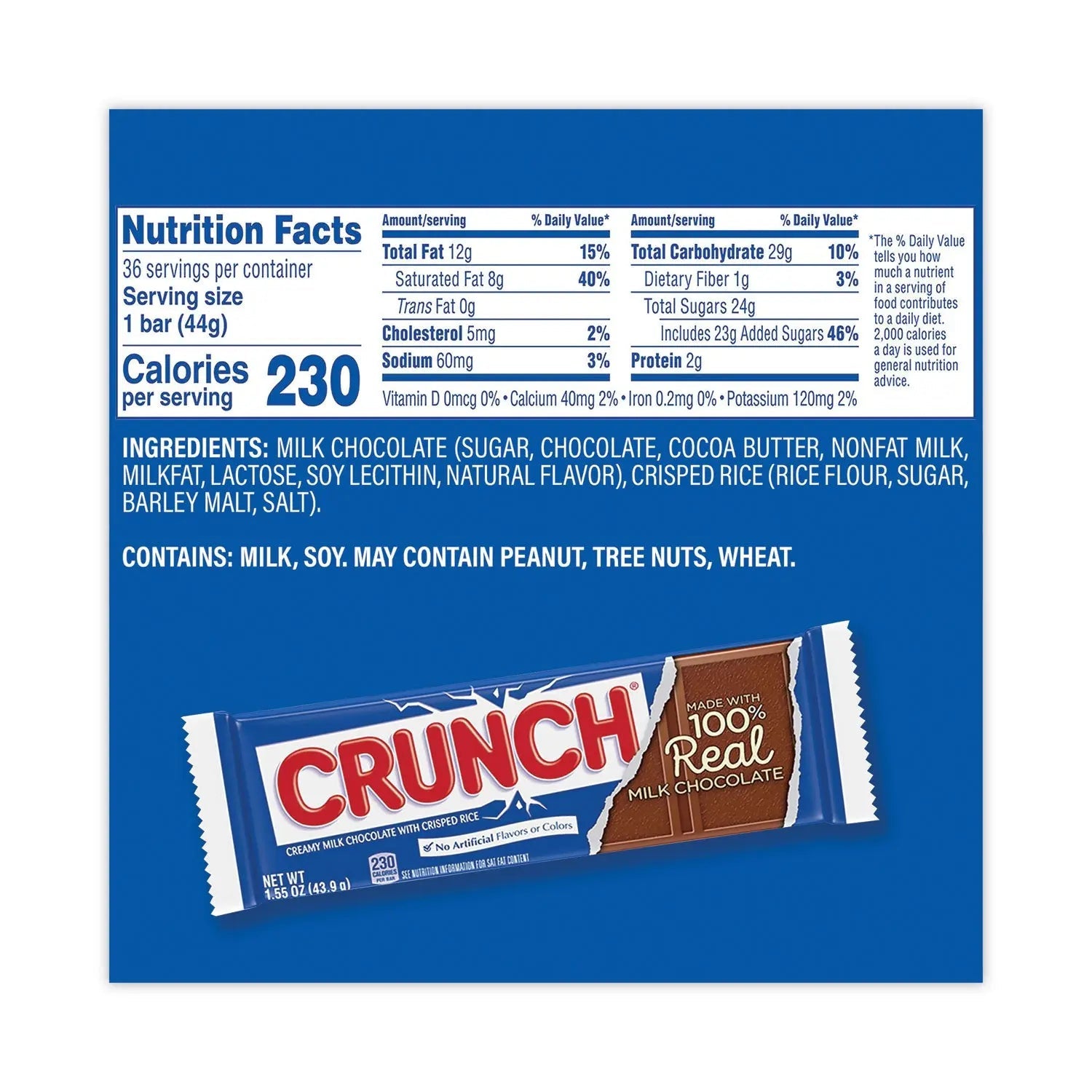 Nestlé® Crunch Bar, Individually Wrapped, 1.55 oz, 36/Carton - Bloom Skins
