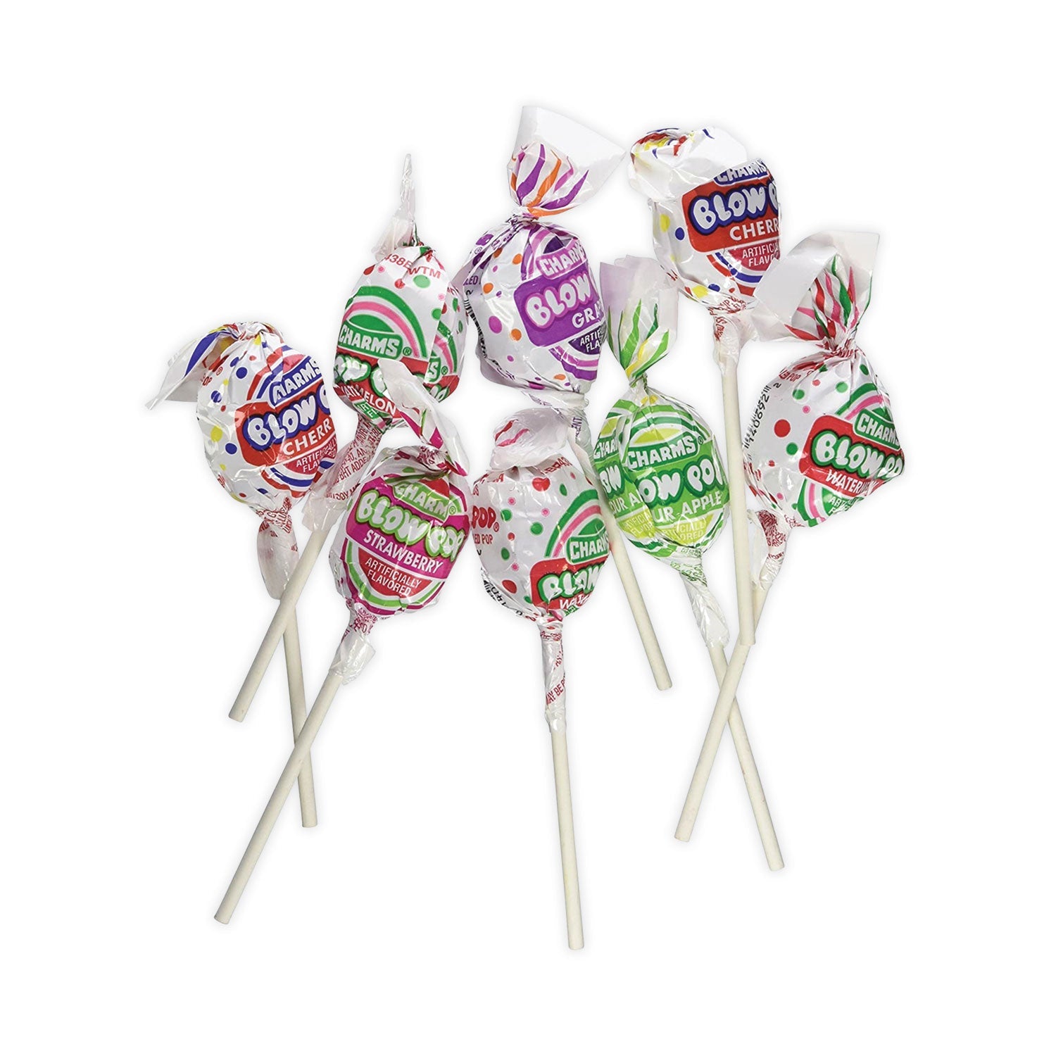 Charms® Blow Pops, Assorted Flavors, 0.64 oz, 100/Carton - Bloom Skins