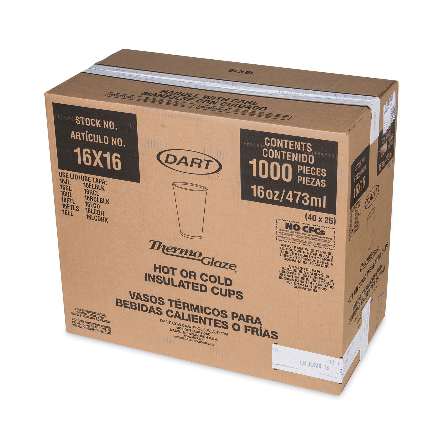 Dart® Cafe G Foam Hot/cold Cups, 16 Oz, Brown/green/white, 1,000/carton