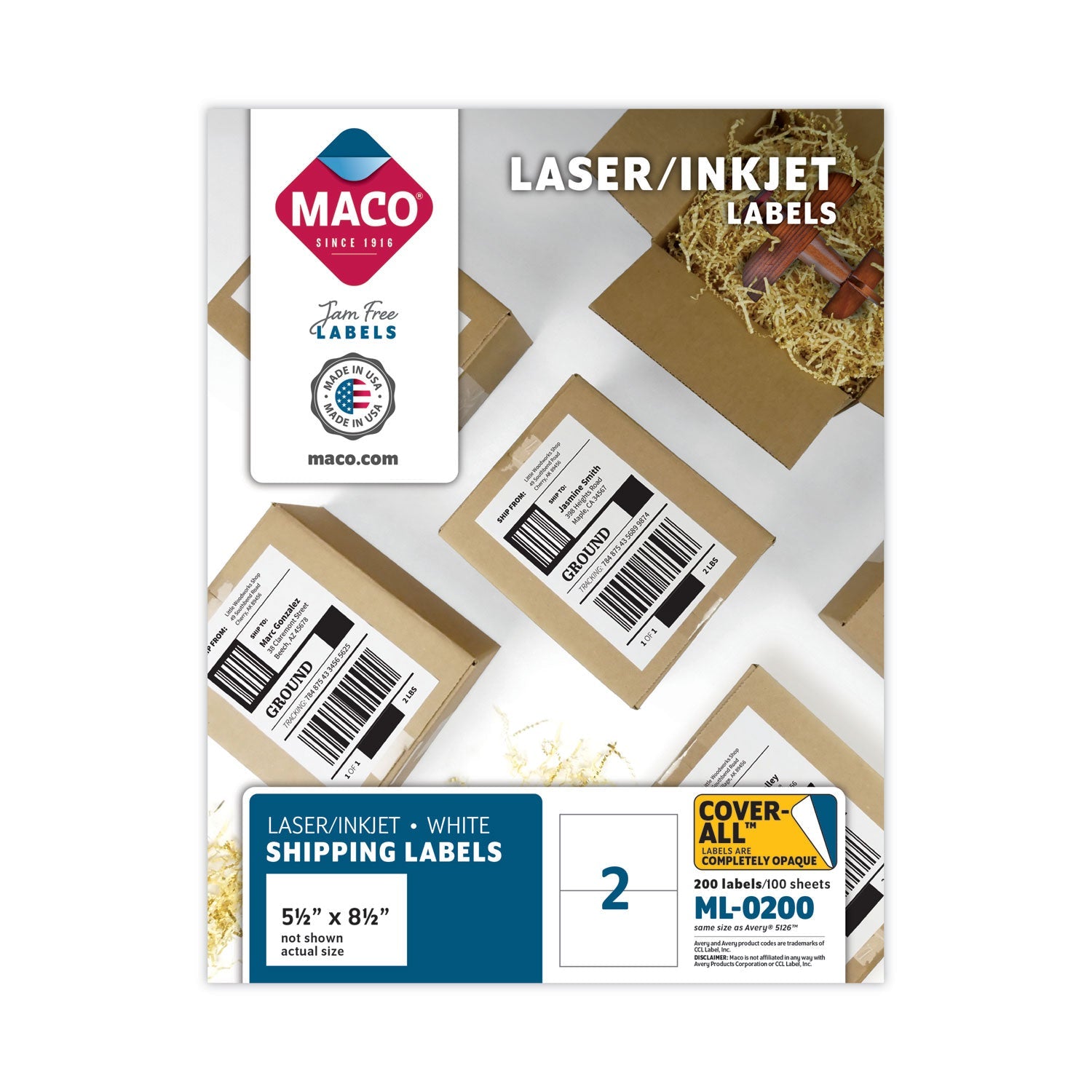 Cover-All Opaque Shipping Labels | 5.5x8.5, White