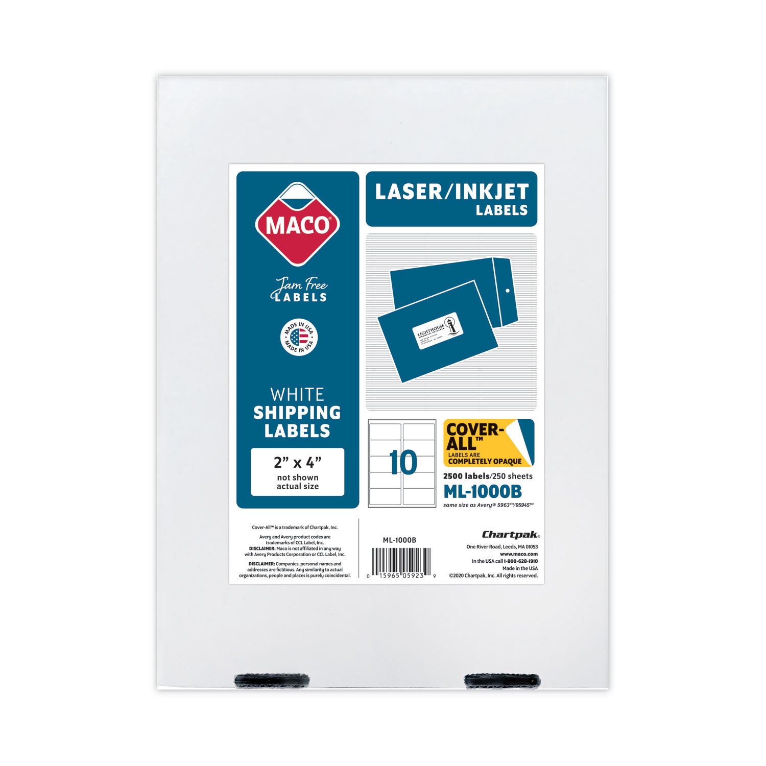 MACO Cover-All Opaque Shipping Labels | 2x4