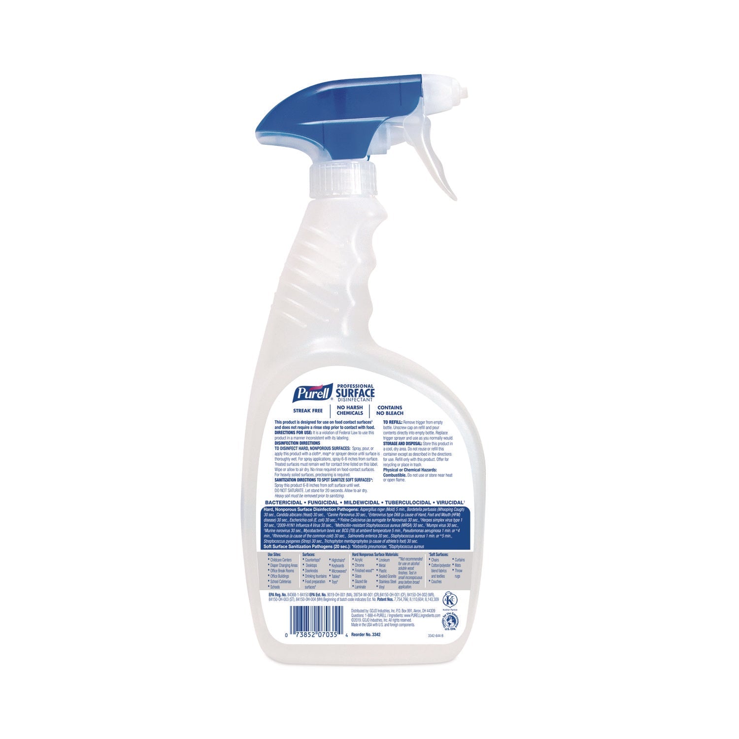 PURELL® Professional Surface Disinfectant, Fresh Citrus, 32 oz Spray Bottle, 6/Carton