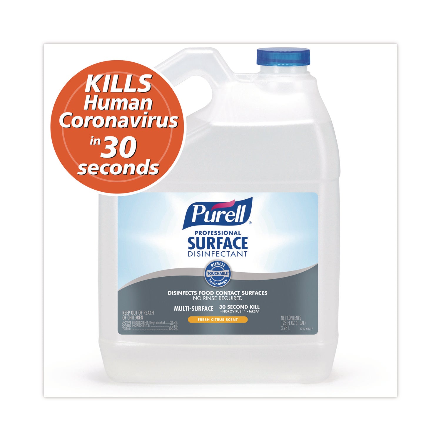 PURELL® Professional Surface Disinfectant, Fresh Citrus, 1 Gal Bottle, 4/carton
