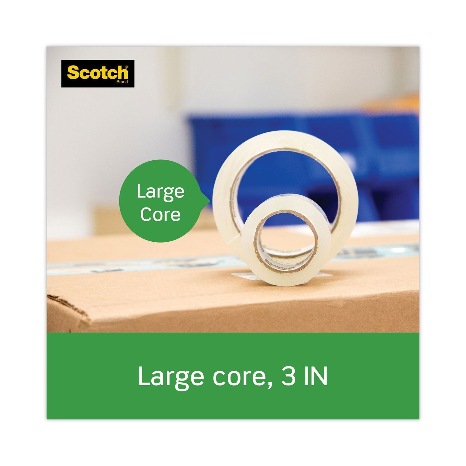 Scotch® Tough Grip Moving Packaging Tape, 3" Core, 1.88" X 38.2 Yds, Clear, 3/pack