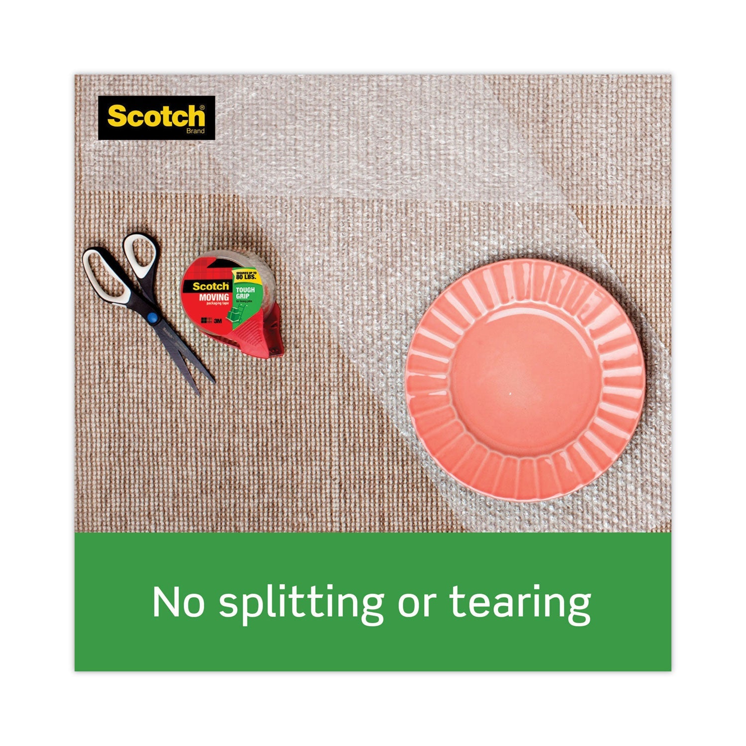Scotch® Tough Grip Moving Packaging Tape, 3" Core, 1.88" X 54.6 Yds, Clear, 6/pack