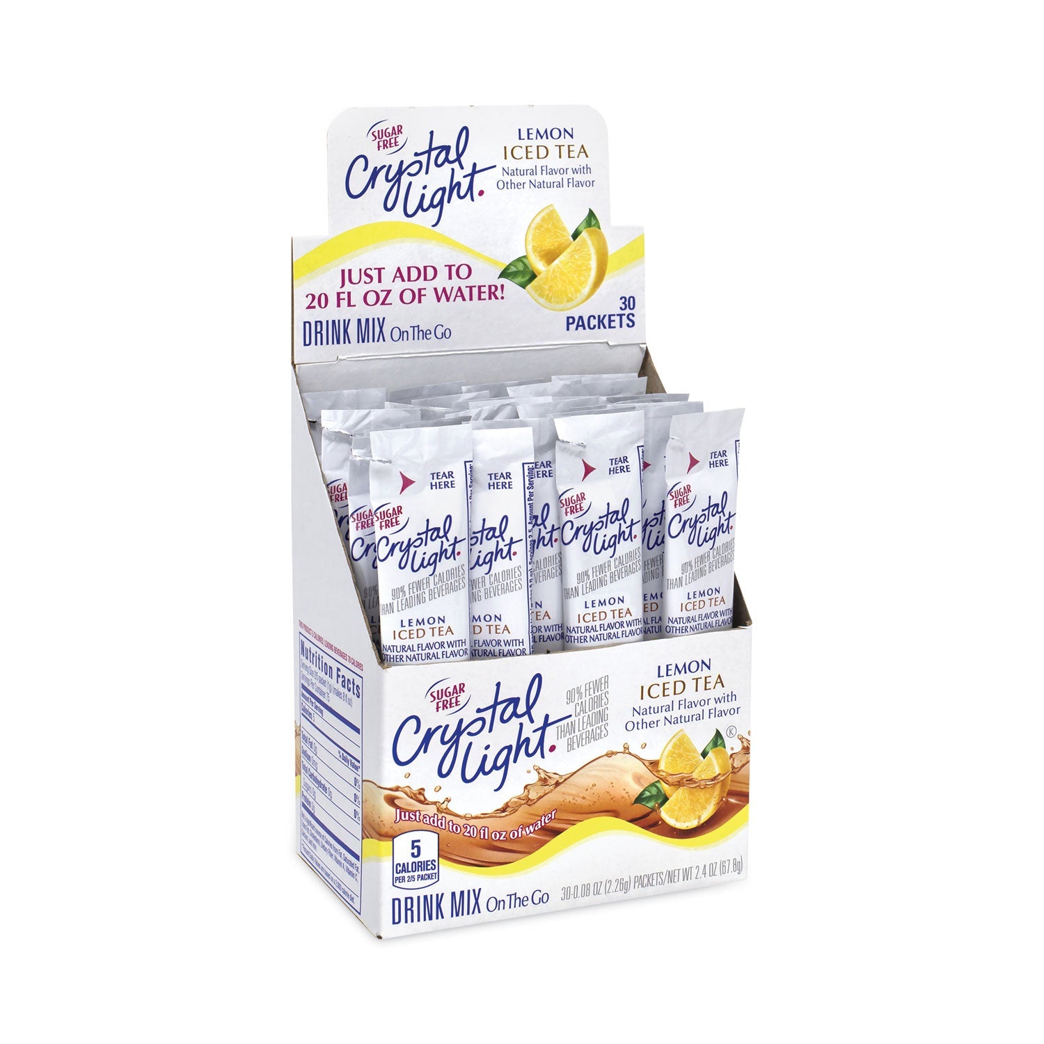 Crystal Light® On-The-Go Sugar-Free Drink Mix, Iced Tea, 0.08 oz Single-Serving Tubes, 30/Box, 2 Boxes/Carton