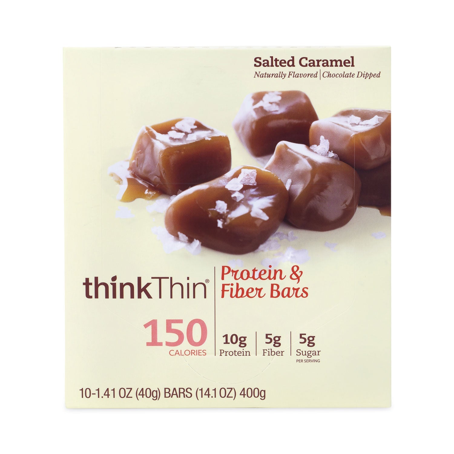 thinkThin® High Protein Bars, Salted Caramel, 1.41 oz Bar, 10 Bars/Carton