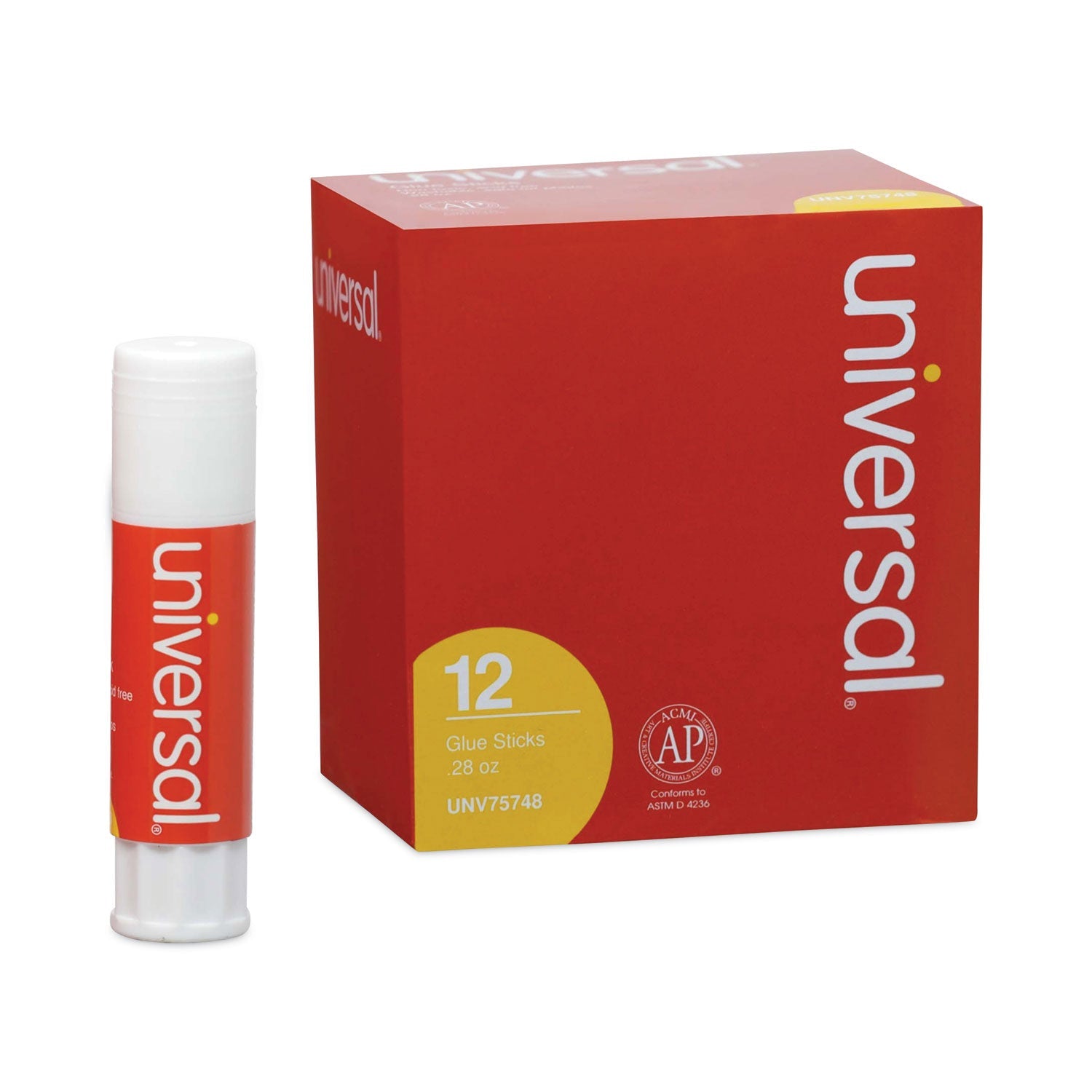 Universal® Glue Stick, 0.28 Oz, Applies And Dries Clear, 12/pack