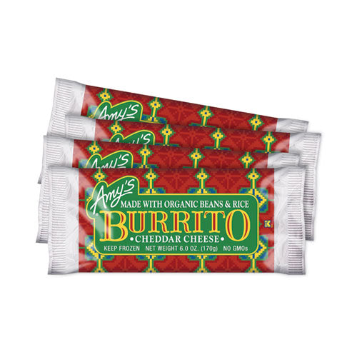 Amy's® Cheddar Cheese, Bean and Rice Burrito, 6 oz Pouch, 4/Carton