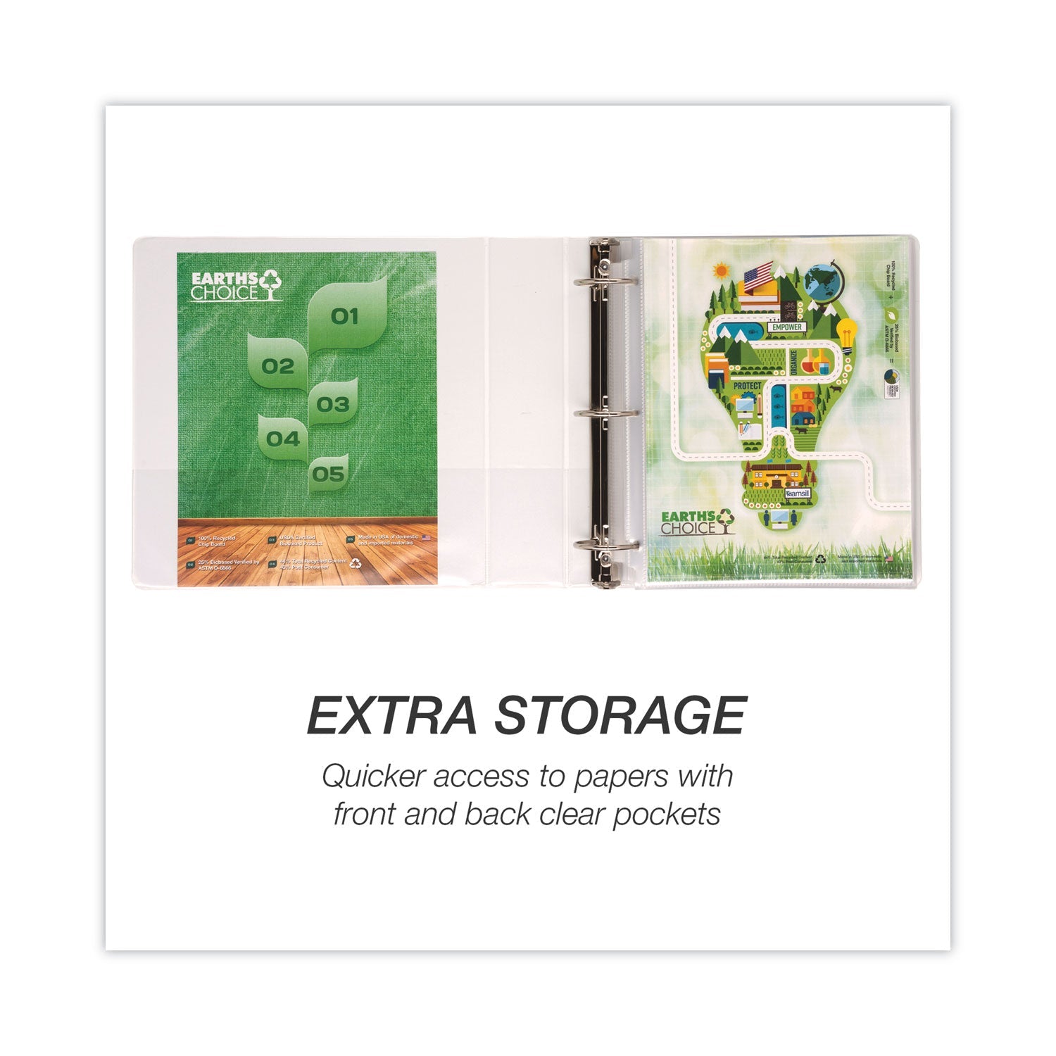 Samsill® Earth's Choice Plant-Based Round Ring View Binder, 3 Rings, 3" Capacity, 11 x 8.5, White - Bloom Skins