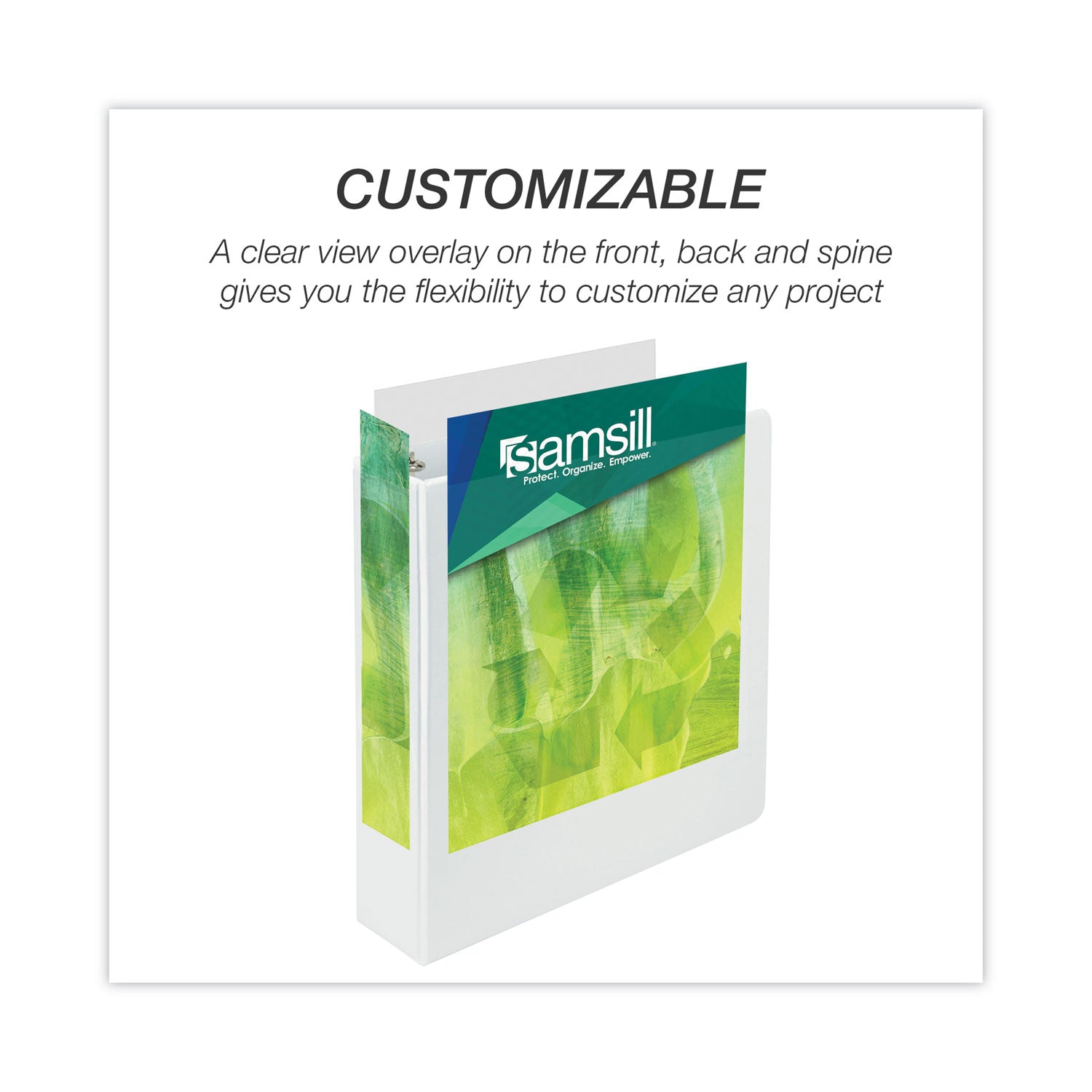 Samsill® Earth's Choice Plant-Based Round Ring View Binder, 3 Rings, 3" Capacity, 11 x 8.5, White - Bloom Skins