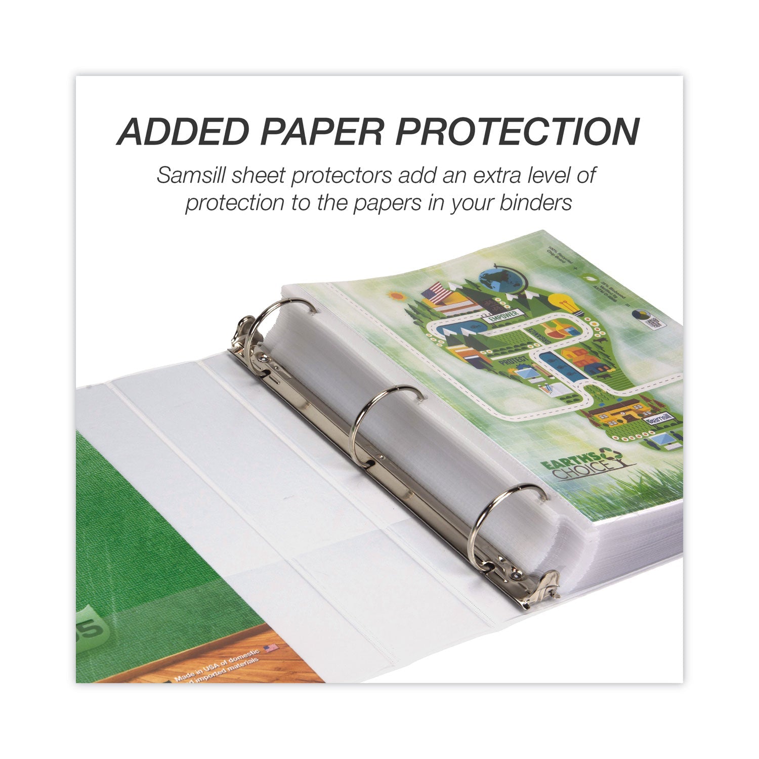 Samsill® Earth's Choice Plant-Based Round Ring View Binder, 3 Rings, 3" Capacity, 11 x 8.5, White - Bloom Skins