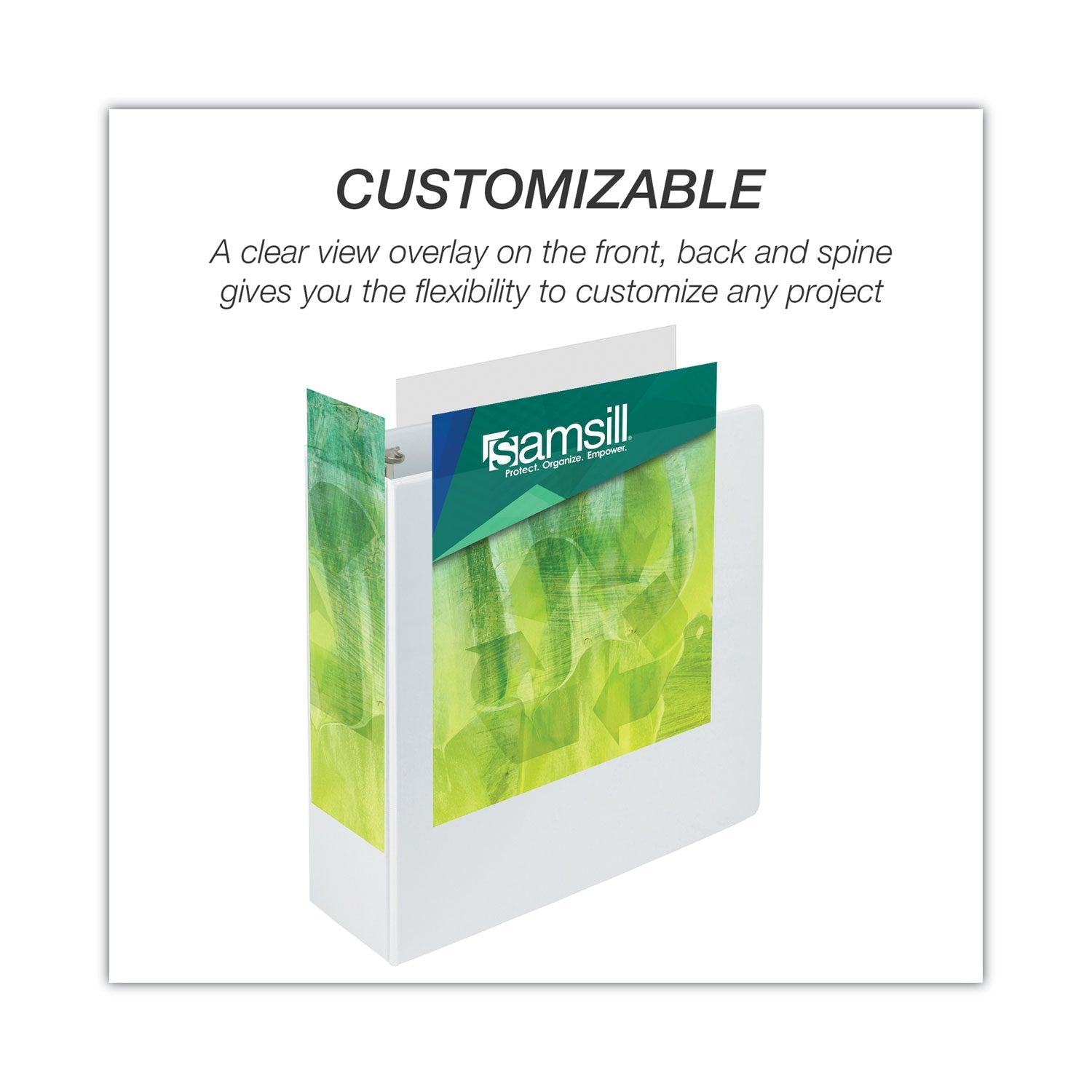 Samsill® Earth's Choice Plant-Based Round Ring View Binder, 3 Rings, 4" Capacity, 11 x 8.5, White