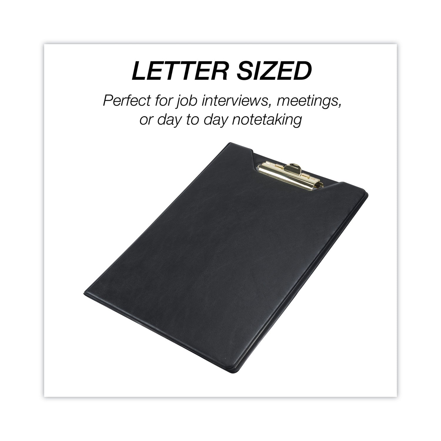 Samsill® Value Padfolio, Heavyweight Sealed Vinyl, Brass Clip, Inside Front Pocket, Black