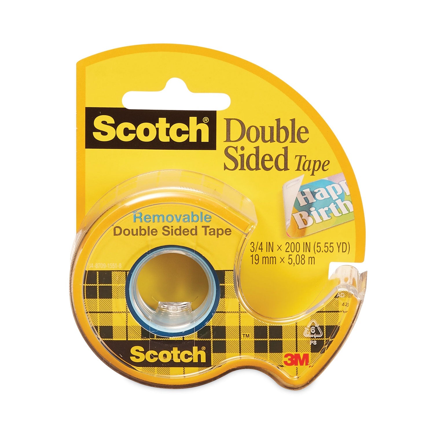 Scotch® Double-Sided Removable Tape In Handheld Dispenser, 1" Core, 0.75" X 33.33 Ft, Clear
