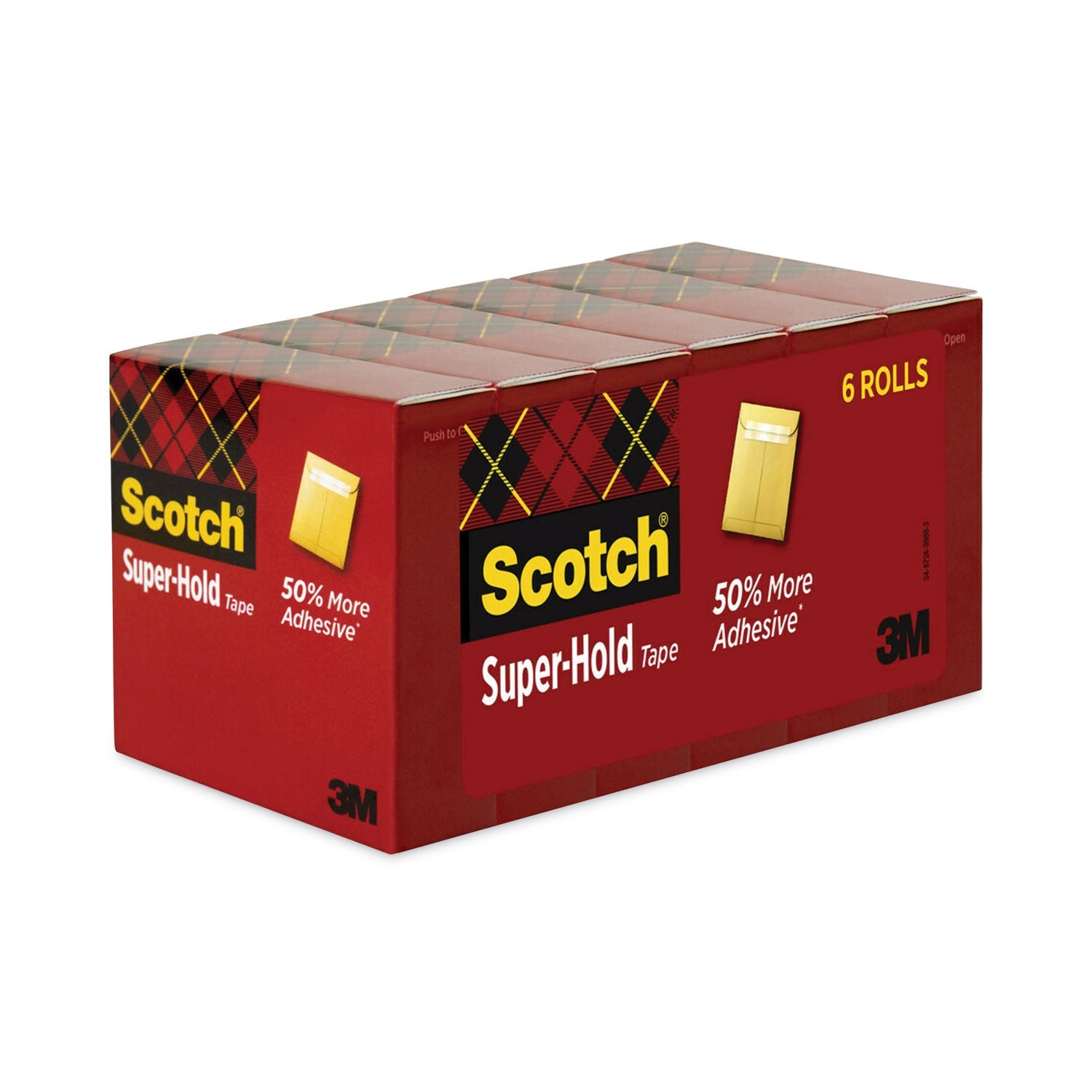 Scotch® Super-Hold Tape Refill, 1" Core, 0.75" X 27.77 Yds, Transparent, 6/pack
