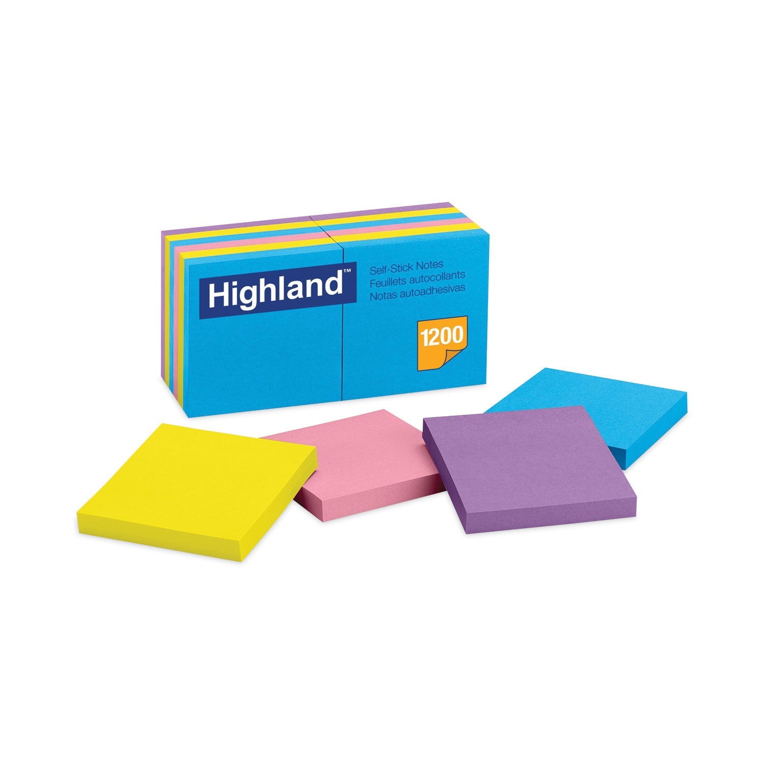 Self-Stick Notes | 3x3 Brights, 12-Pack, Highland™