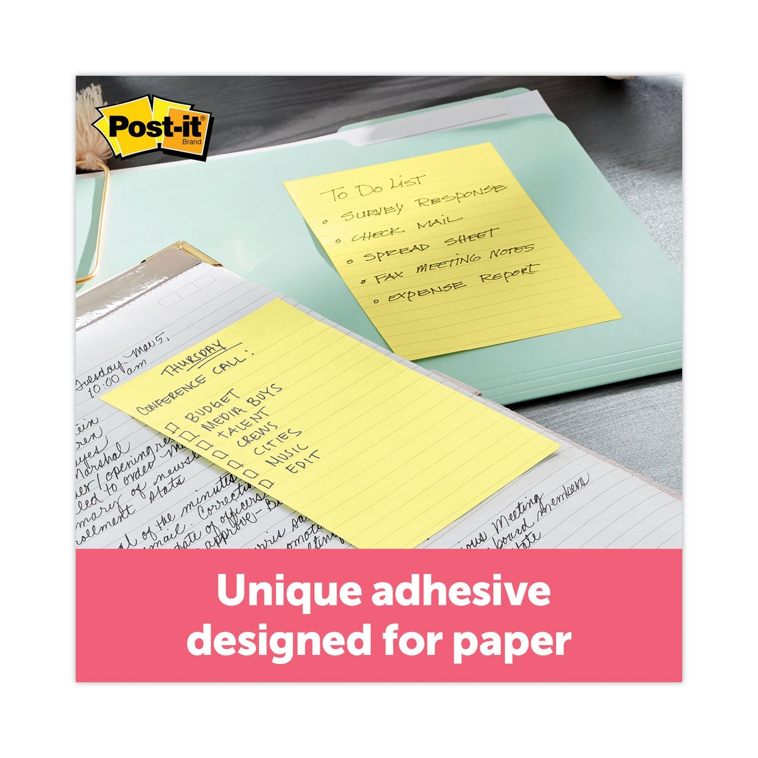 Post-it® Notes Super Sticky Pads in Canary Yellow, Note Ruled, 4" x 6", 90 Sheets/Pad, 5 Pads/Pack