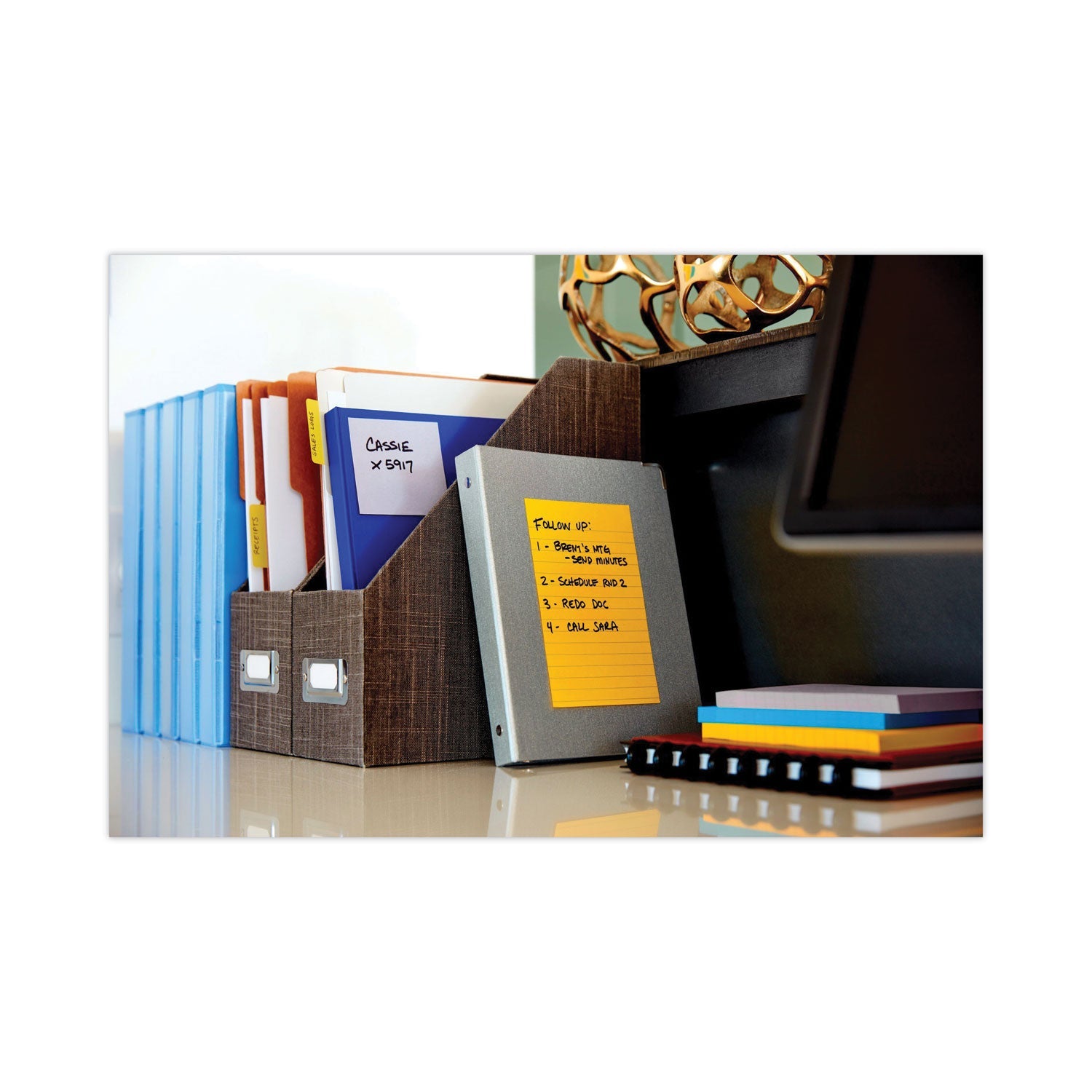 Post-it® Notes Super Sticky Pads in Canary Yellow, Note Ruled, 4" x 6", 90 Sheets/Pad, 5 Pads/Pack