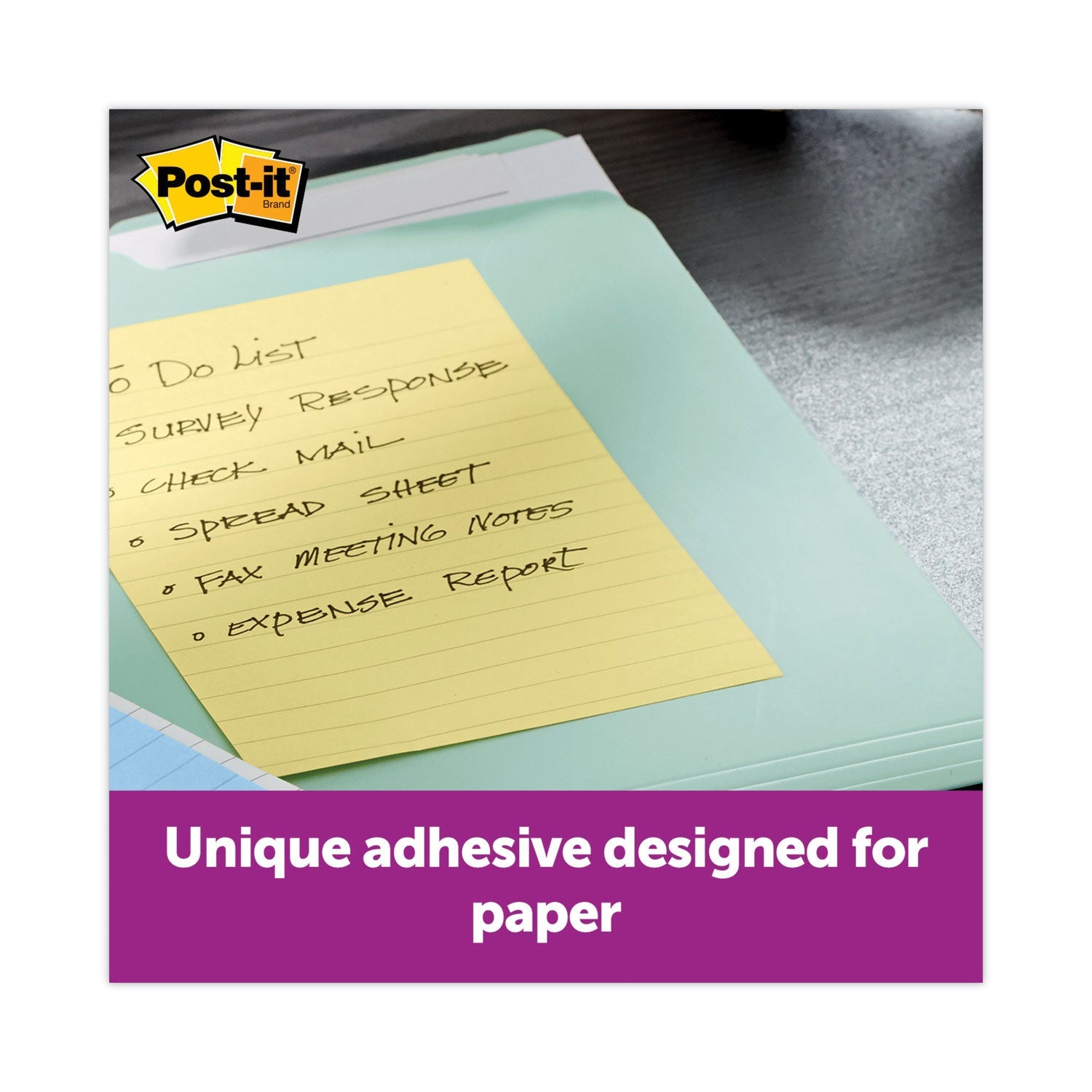 Post-it® Notes Super Sticky Pads in Canary Yellow, Note Ruled, 4" x 6", 90 Sheets/Pad, 5 Pads/Pack