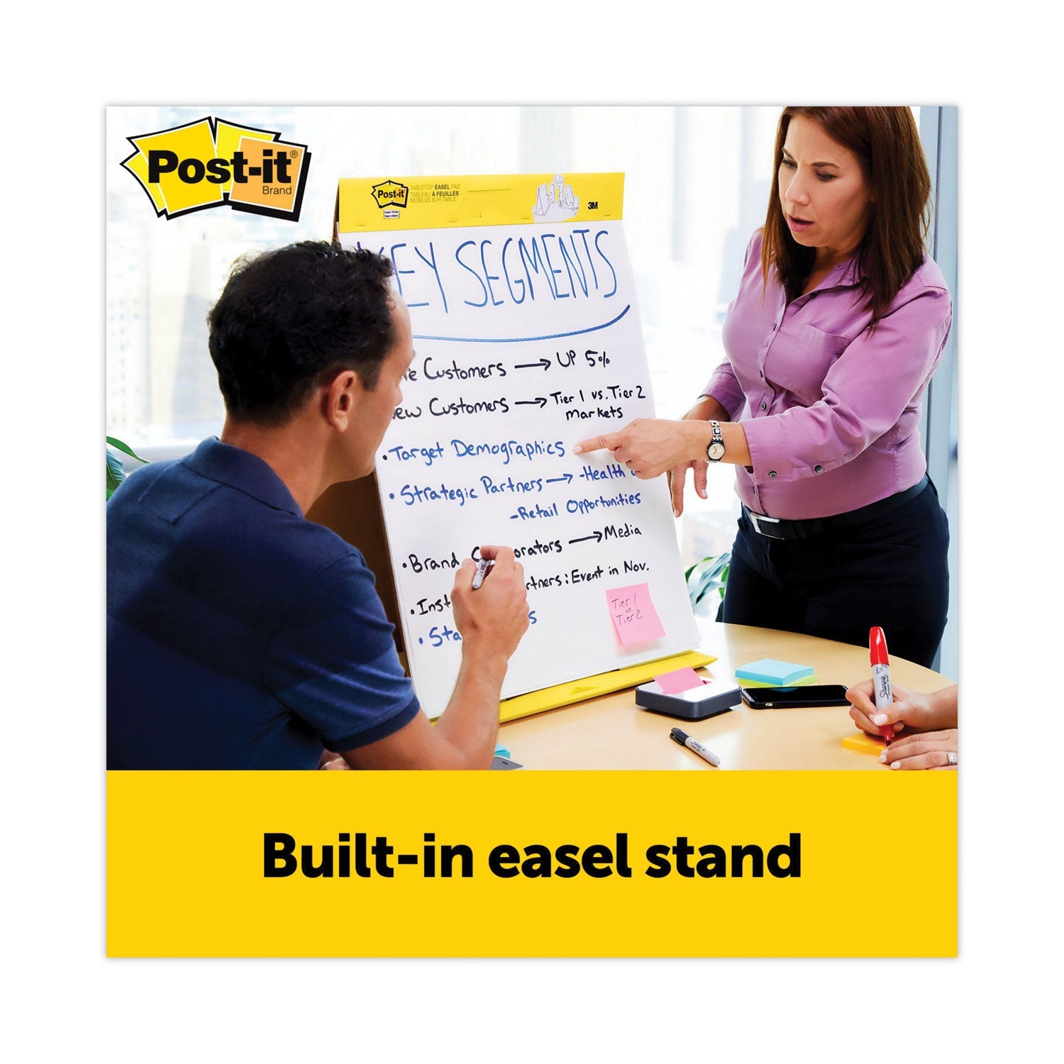 Post-it® Easel Pads Super Sticky Pad Plus Tabletop Easel Pad with Self-Stick Sheets and Dry Erase Board, Unruled, 20 x 23, White, 20 Sheets