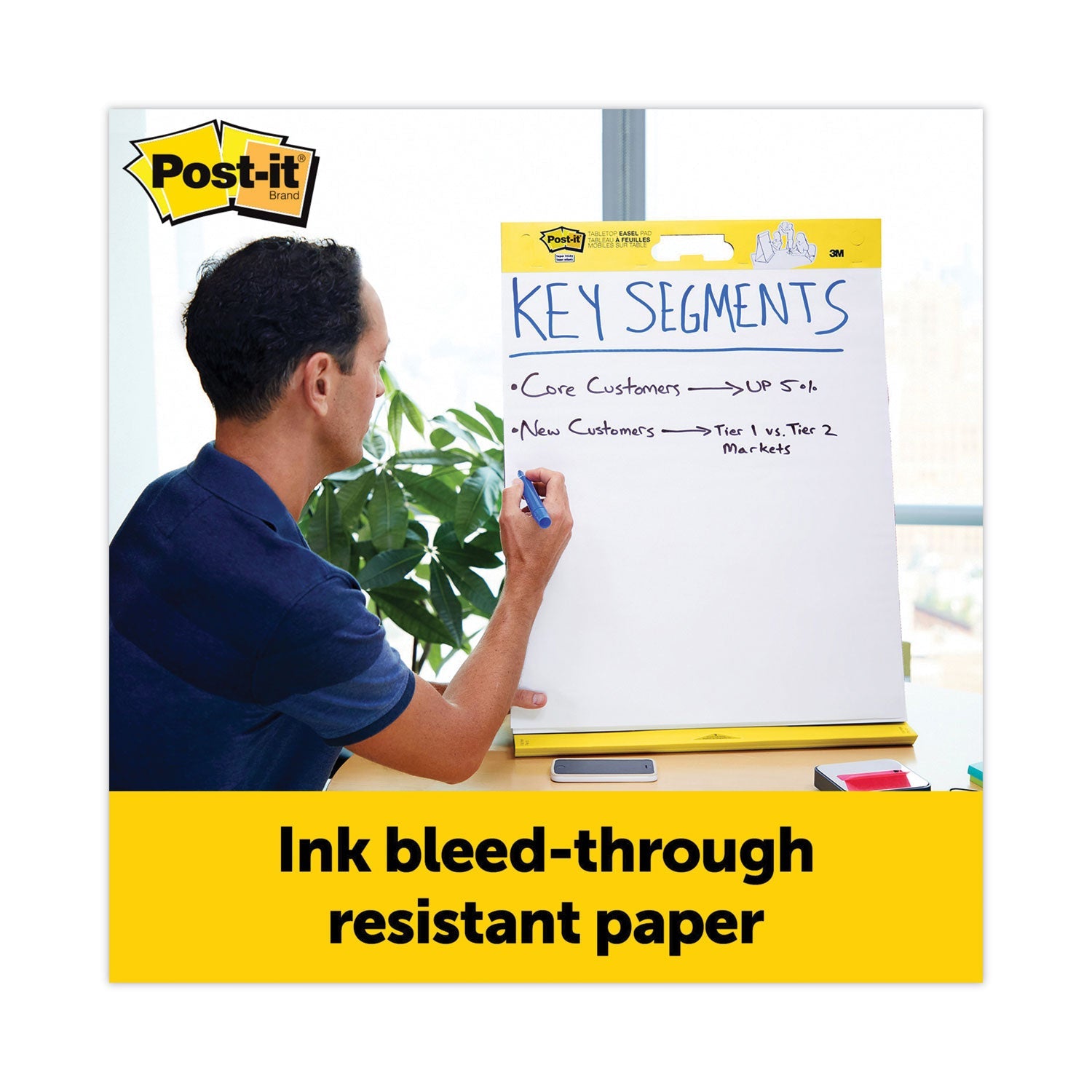 Post-it® Easel Pads Super Sticky Pad Plus Tabletop Easel Pad with Self-Stick Sheets and Dry Erase Board, Unruled, 20 x 23, White, 20 Sheets
